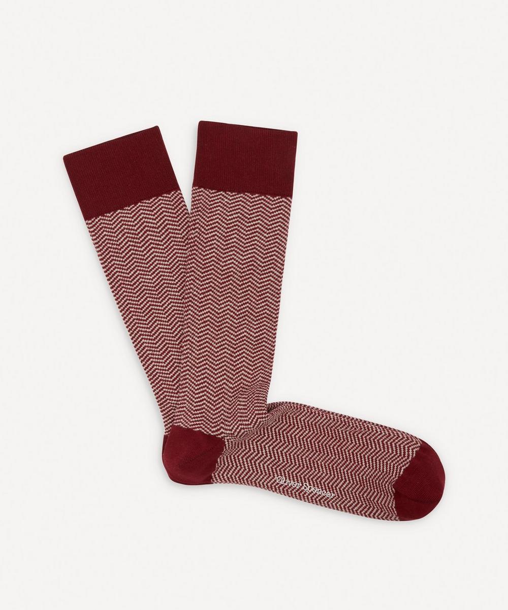 Oliver Spencer Miller Zig-zag Socks In Mait Red