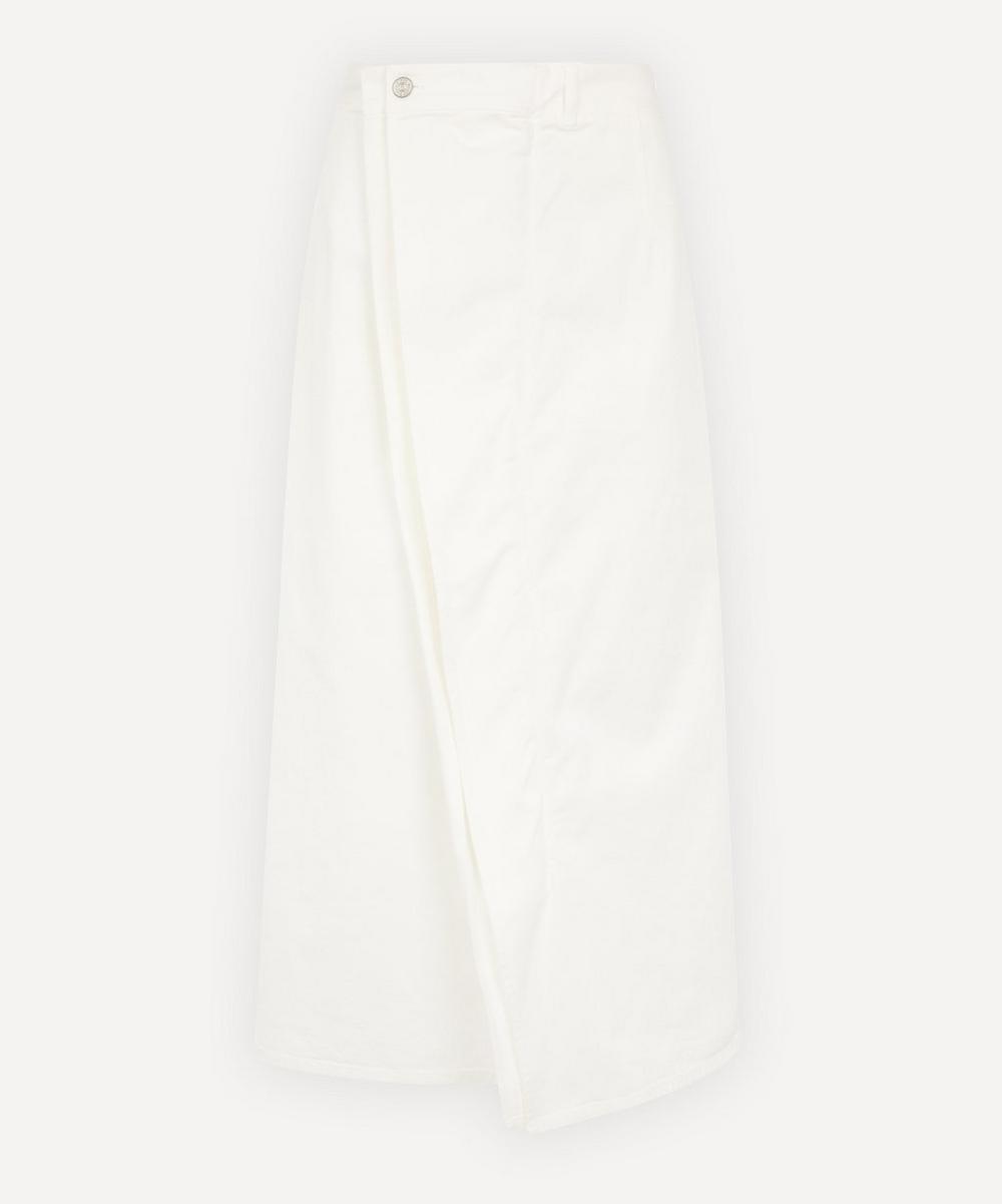 Maison Margiela Ruffle Front Midi Skirt In Off White