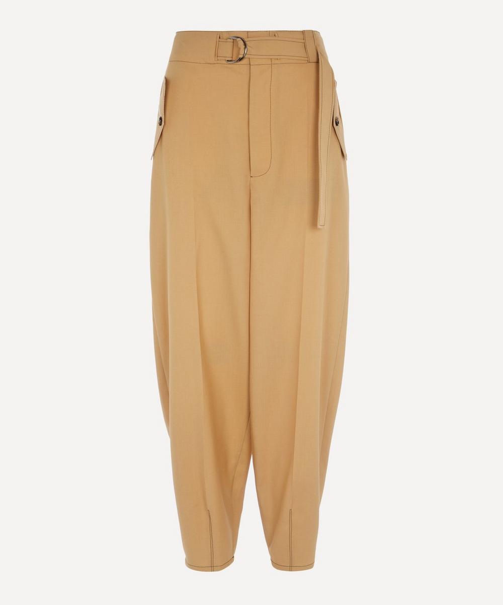 Marni Belted Tapered Virgin Wool Trousers In Dijon