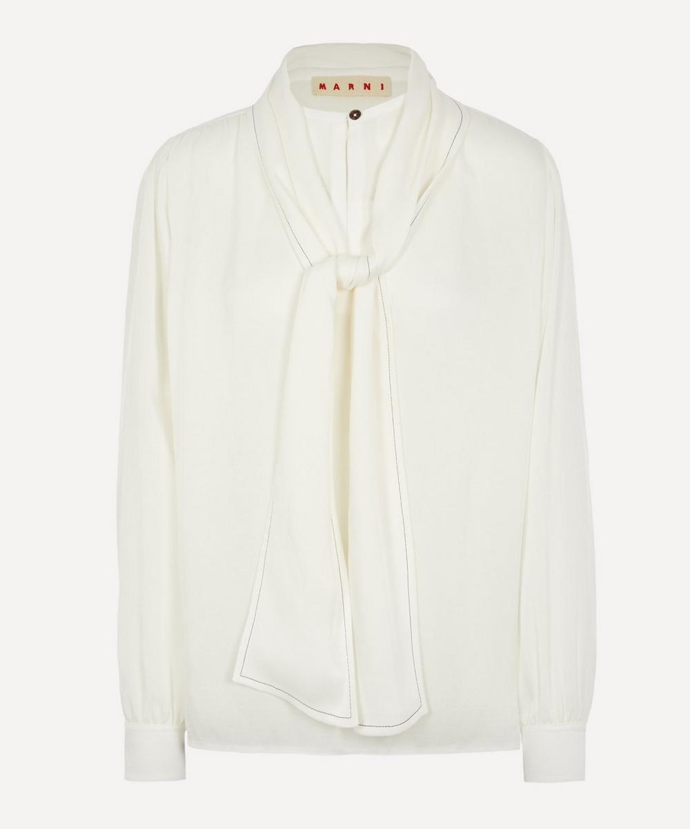 MARNI PUSSYBOW CONTRAST STITCH BLOUSE,000643847