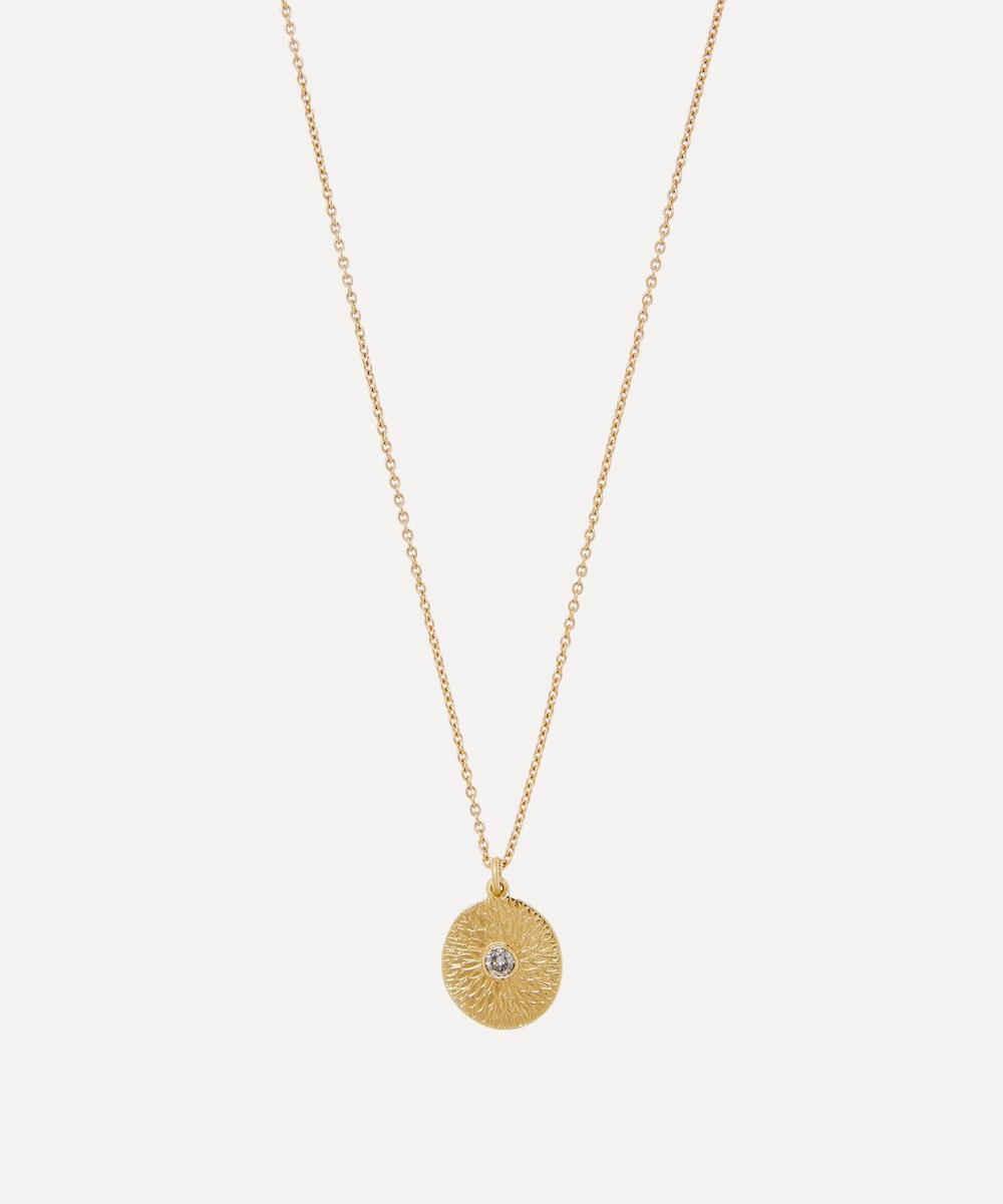 Brooke Gregson Gold Lotus Mandala Engraved Diamond Pendant Necklace