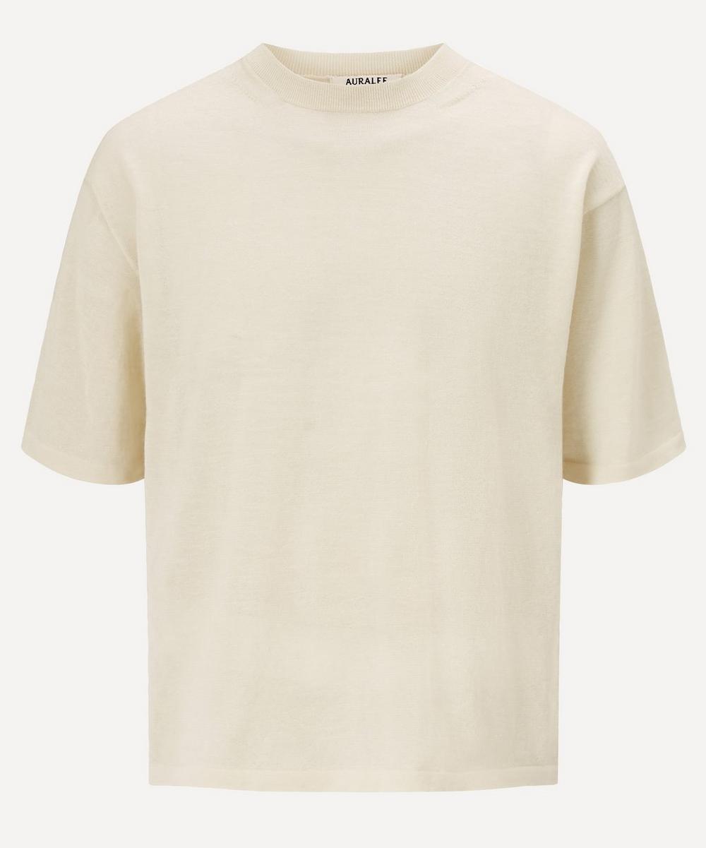 Auralee Ferrera Mohair High-gauge Knit T-shirt In White