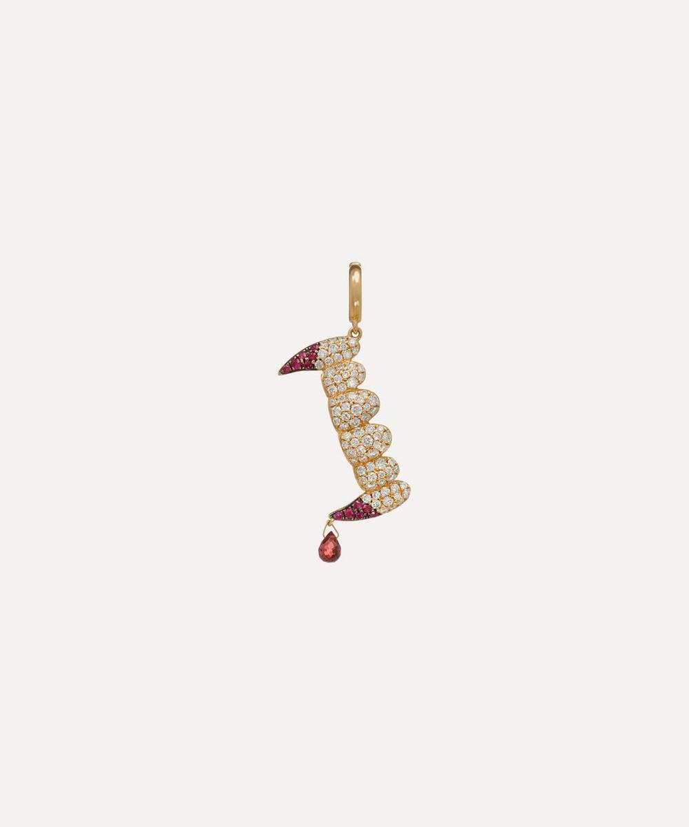 Annoushka X The Vampire's Wife 18ct Gold 'release The Bats' Diamond And Ruby Charm