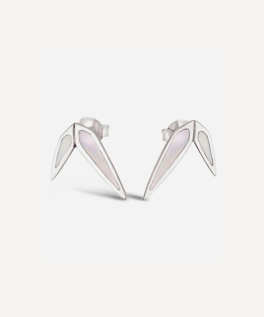 DINNY HALL SILVER WHITE PETAL LIZZIE MOTHER OF PEARL SMALL DOUBLE STUD EARRINGS,000644826