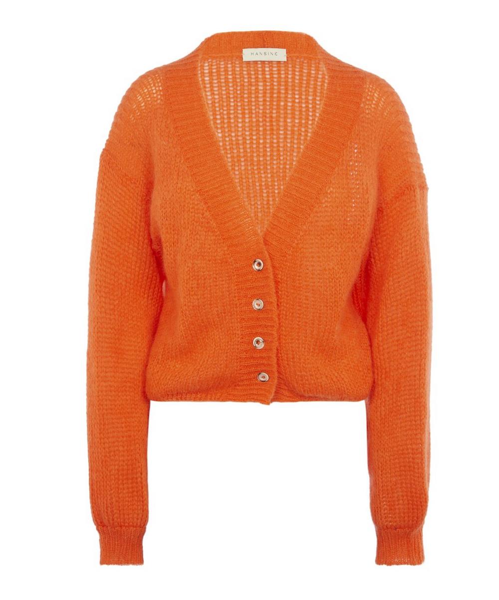 Hansine Mohair-blend Cropped Cardigan In Fire Orange