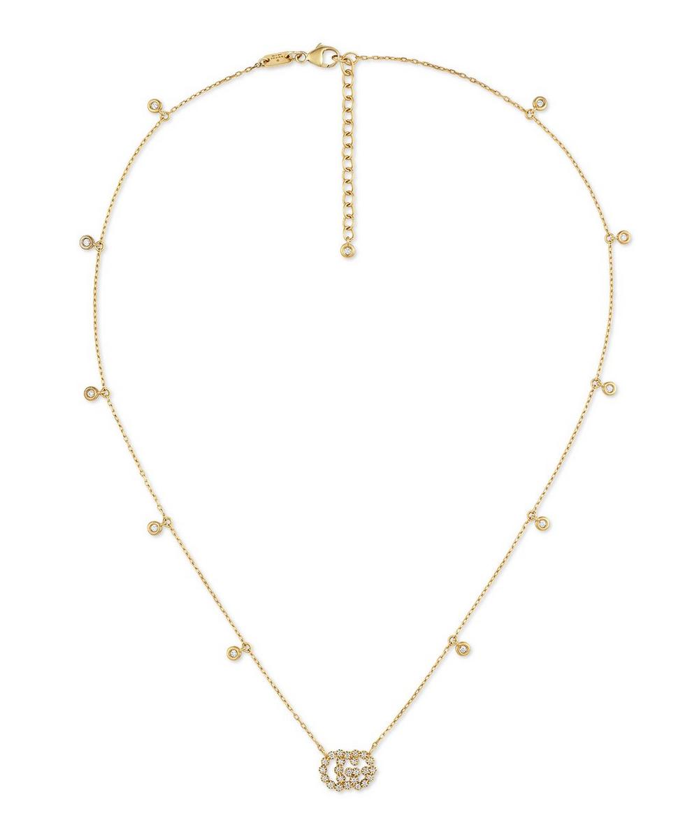 Gucci Gold Gg Running Diamond Necklace