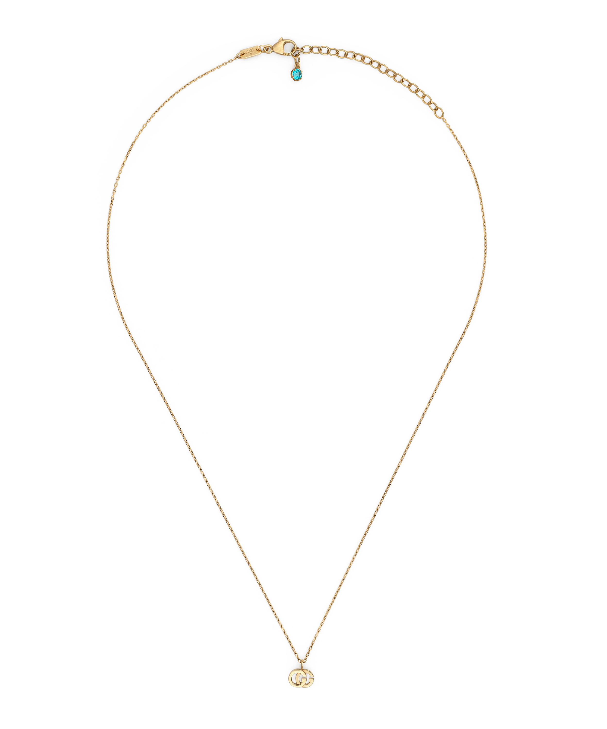 GUCCI GOLD GG RUNNING BLUE TOPAZ NECKLACE,000645377