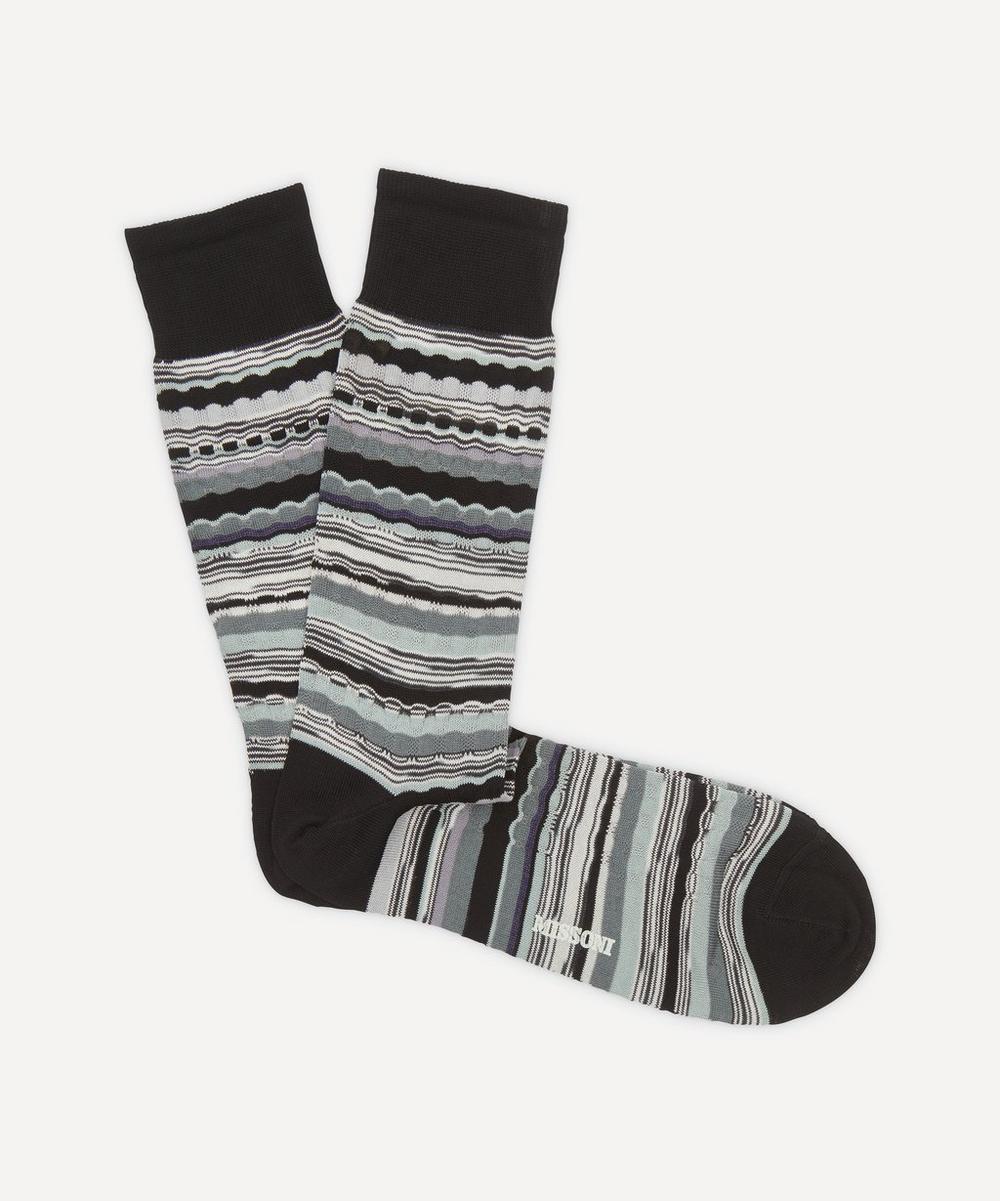 Missoni Tonal Stripe Socks In Blue