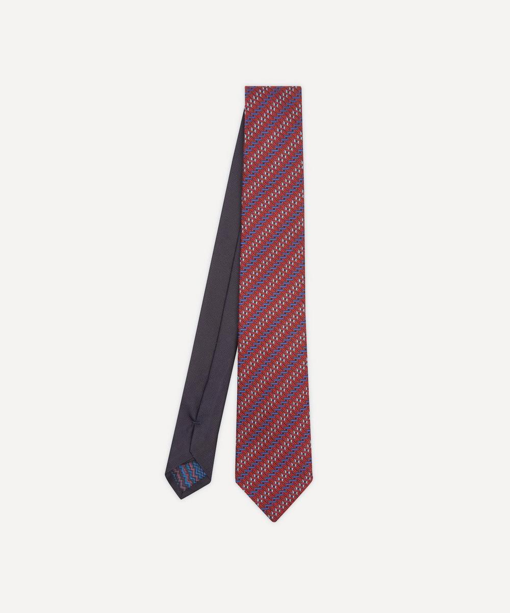 Missoni Chain Zig Zag Silk Tie In Red