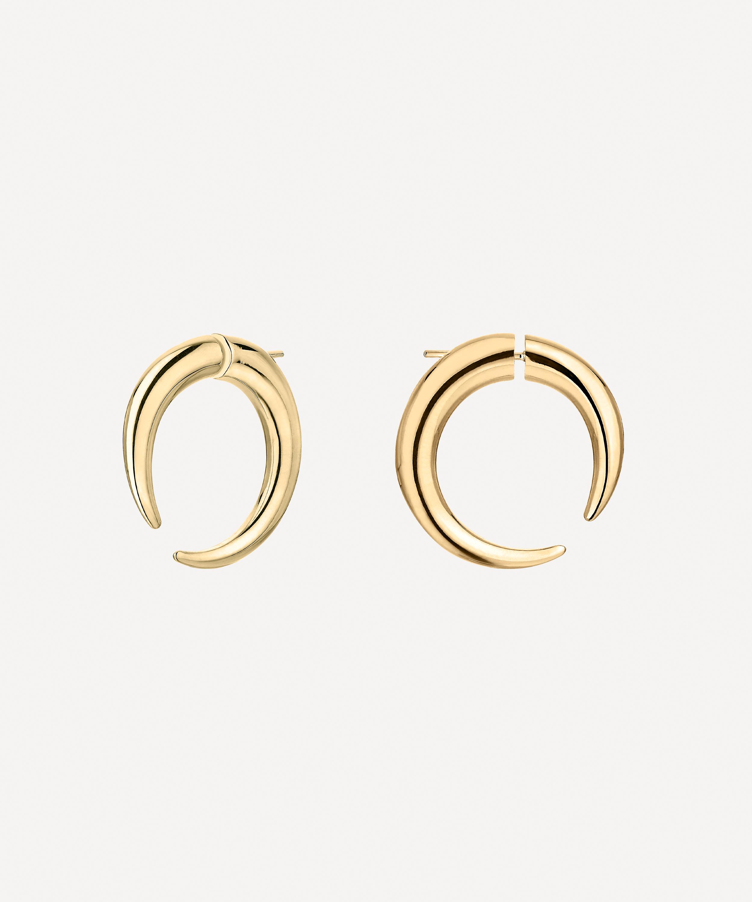 SHAUN LEANE GOLD PLATED VERMEIL SILVER QUILL LARGE HOOP EARRINGS,000645702