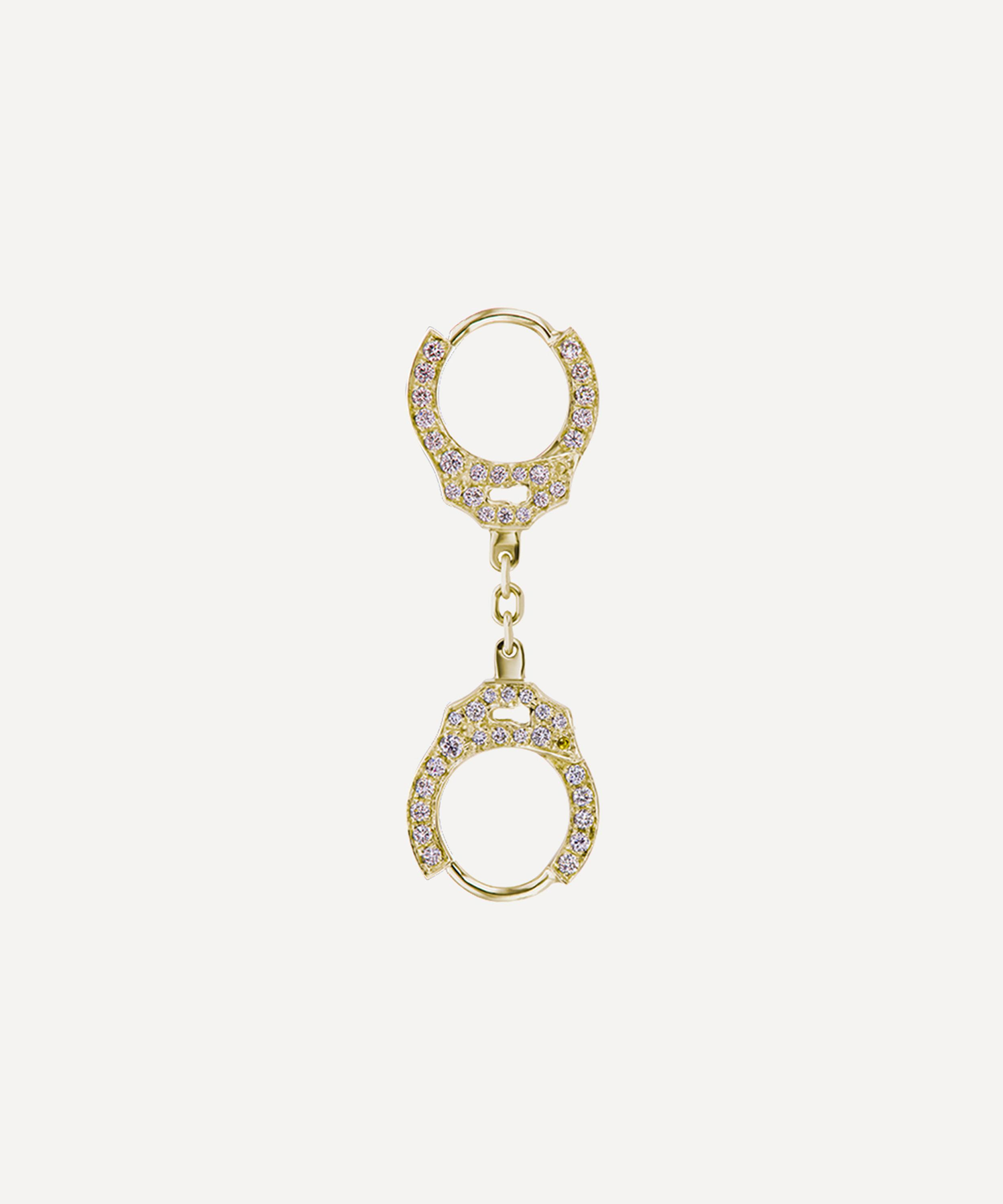 MARIA TASH MARIA TASH 18CT 8MM DOUBLE-SIDED DIAMOND HANDCUFF AND SHORT CHAIN HOOP EARRING 000646456