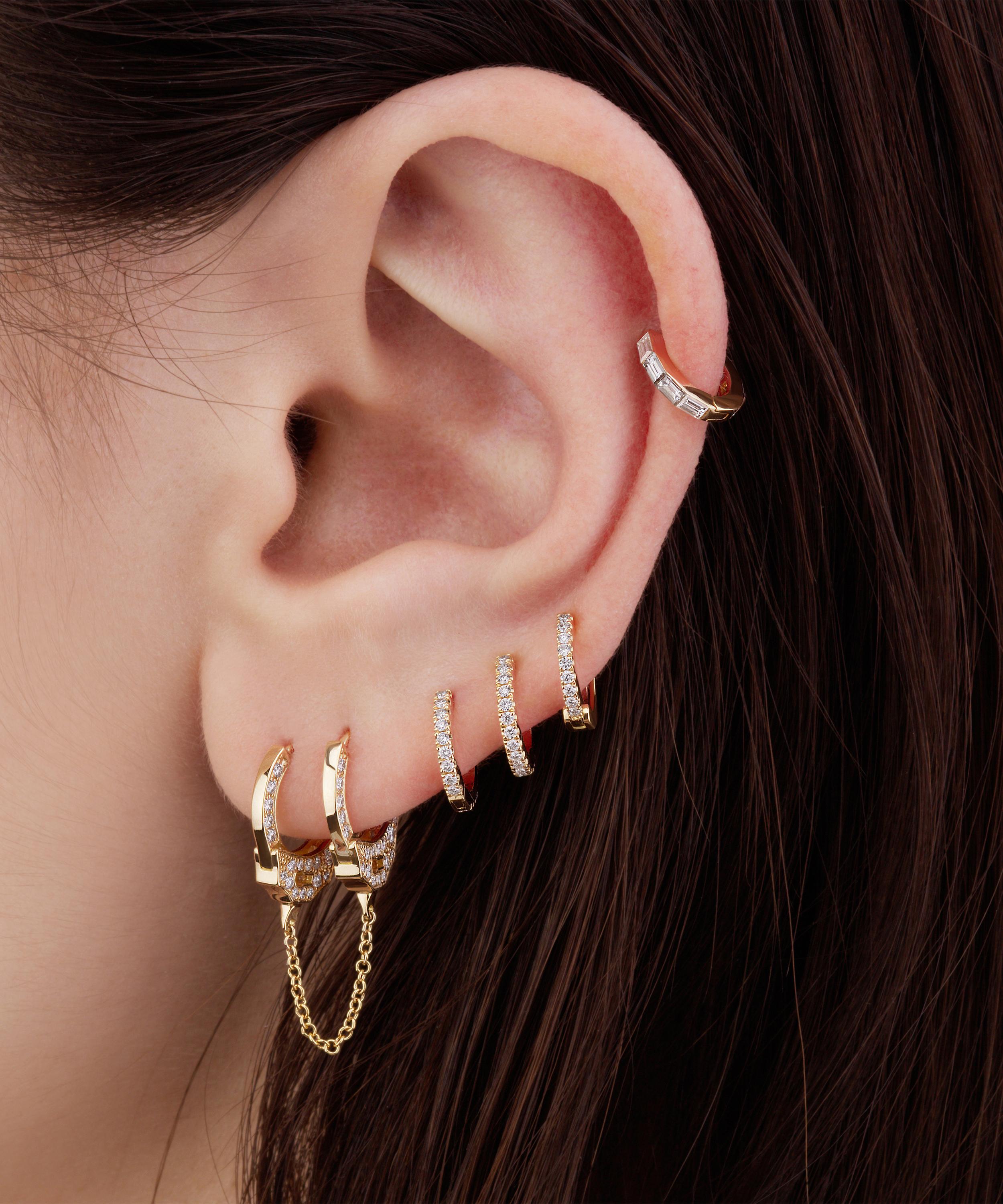 MARIA TASH MARIA TASH 18CT 8MM DOUBLE-SIDED DIAMOND HANDCUFF AND SHORT CHAIN HOOP EARRING 000646456