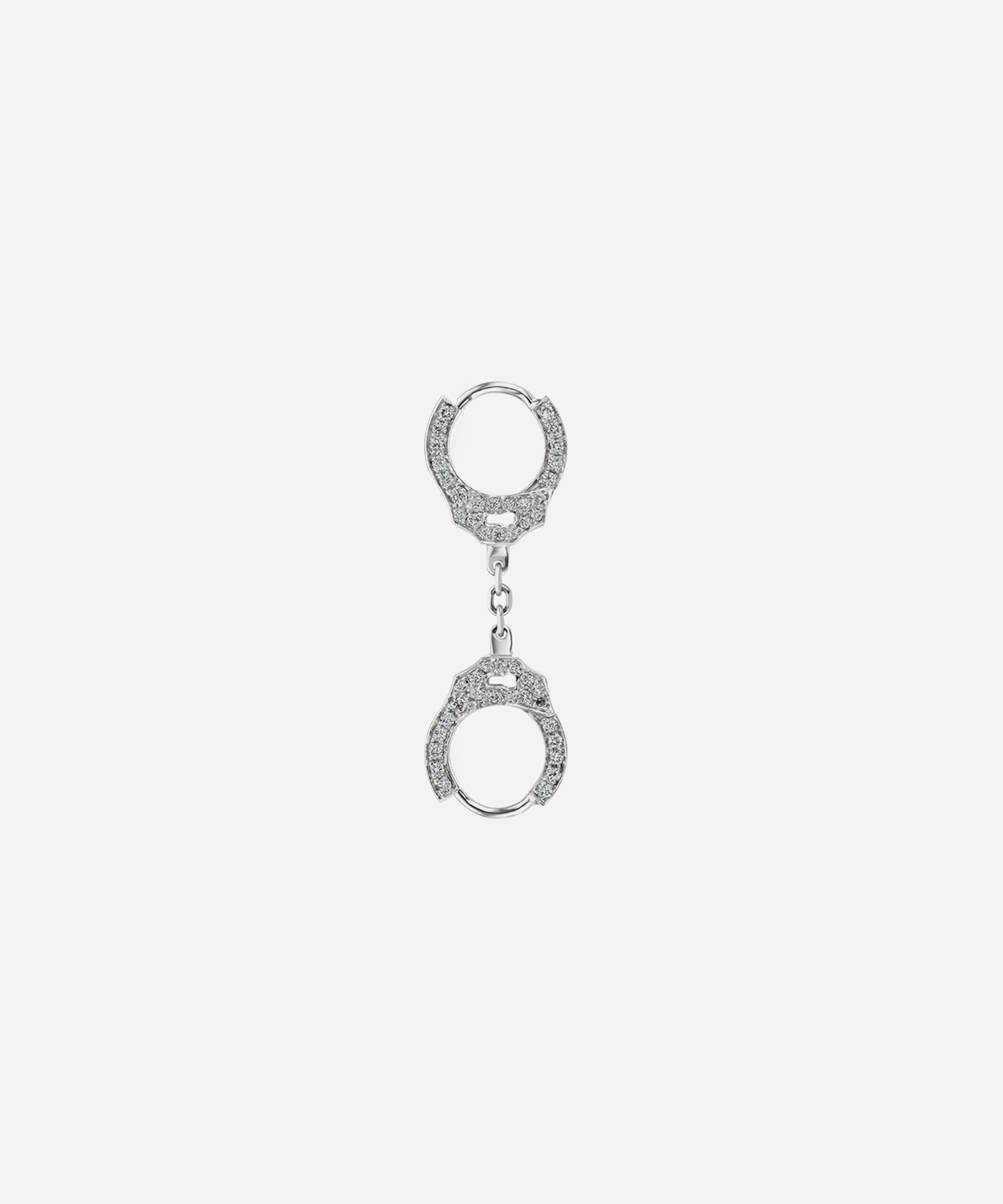 MARIA TASH MARIA TASH 18CT 8MM DOUBLE-SIDED DIAMOND HANDCUFF AND SHORT CHAIN HOOP EARRING 000646456