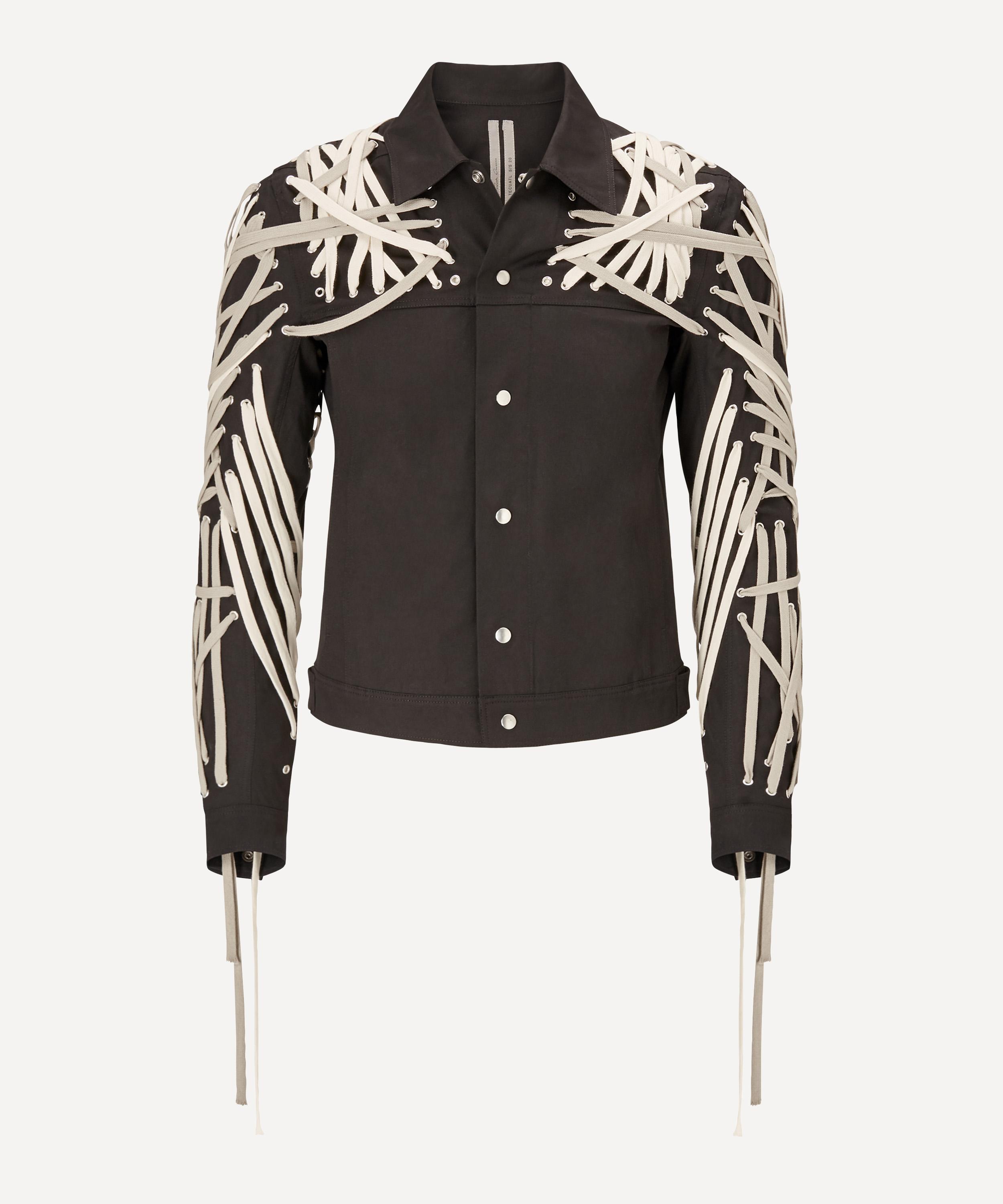 Rick Owens Lace-up Technical-gabardine Jacket In Black White