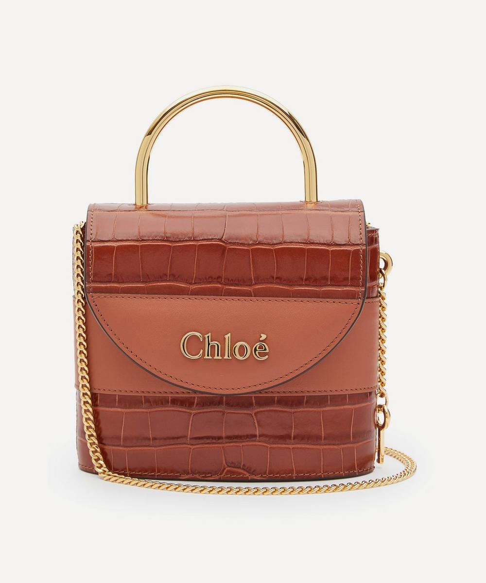 Chloé Aby Small Leather Lock Handbag In Chestnut Brown
