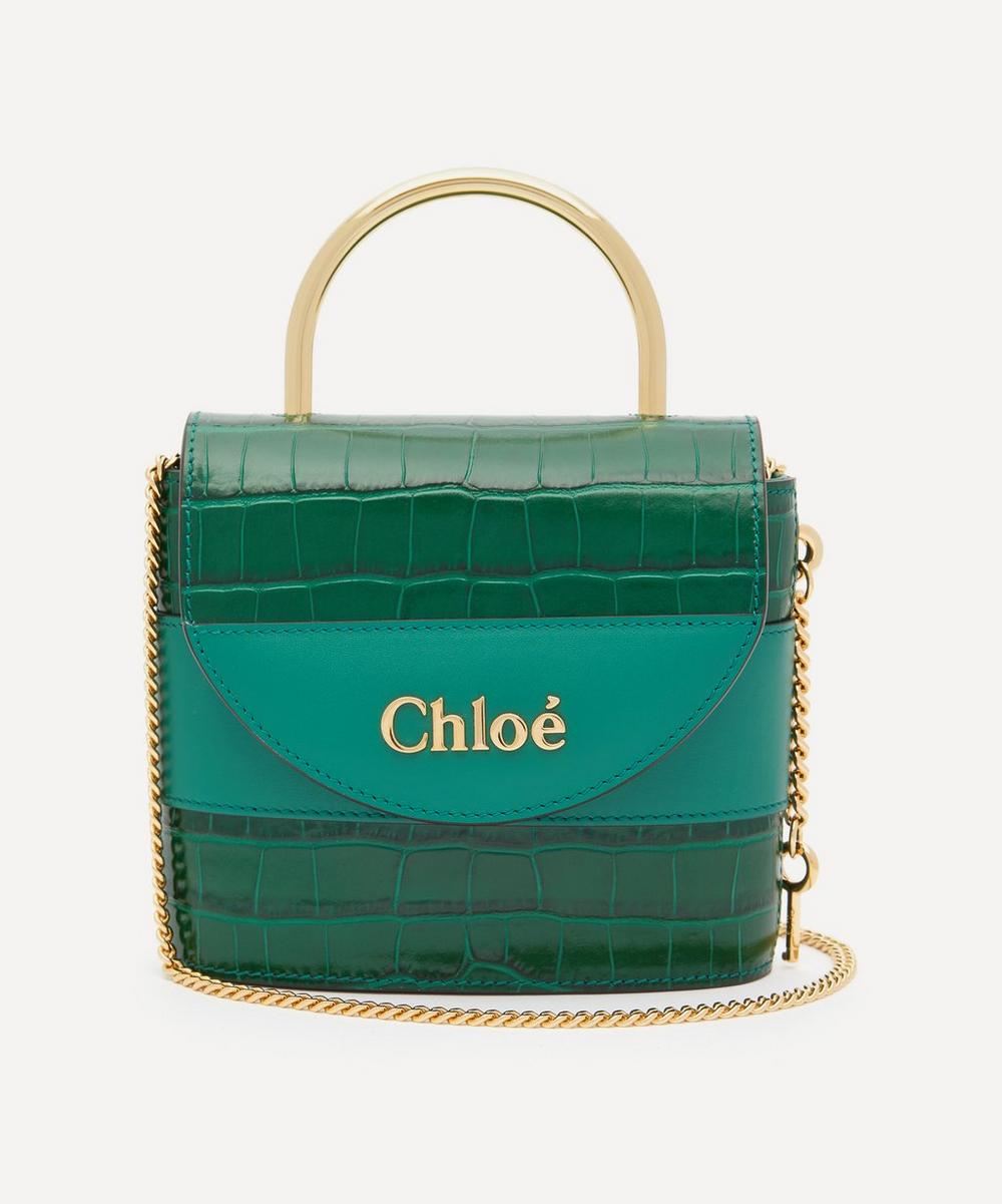 Chloé Aby Small Leather Lock Handbag In Woodsy Green