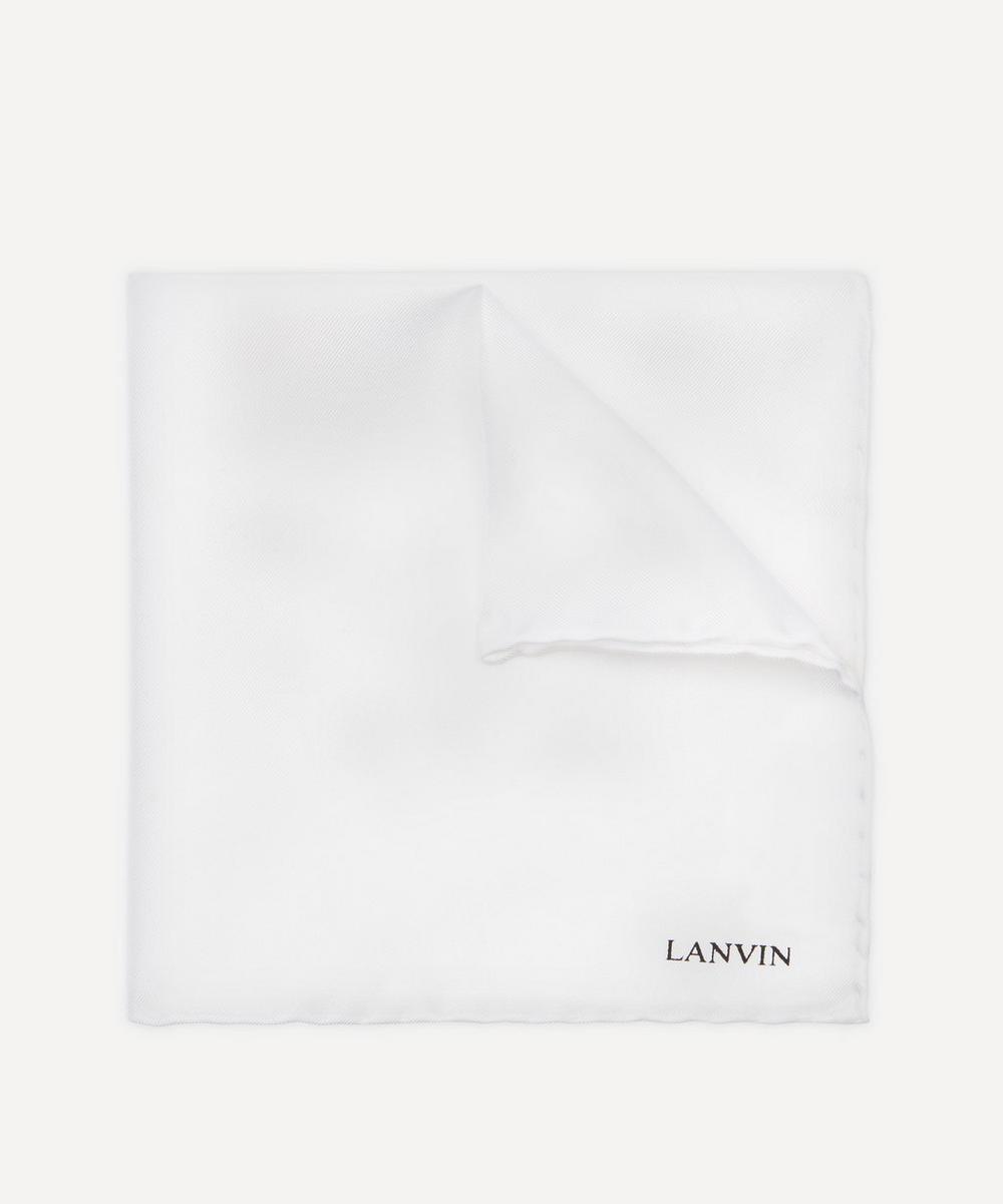 LANVIN Plain Silk Logo Pocket Square,5059419168271
