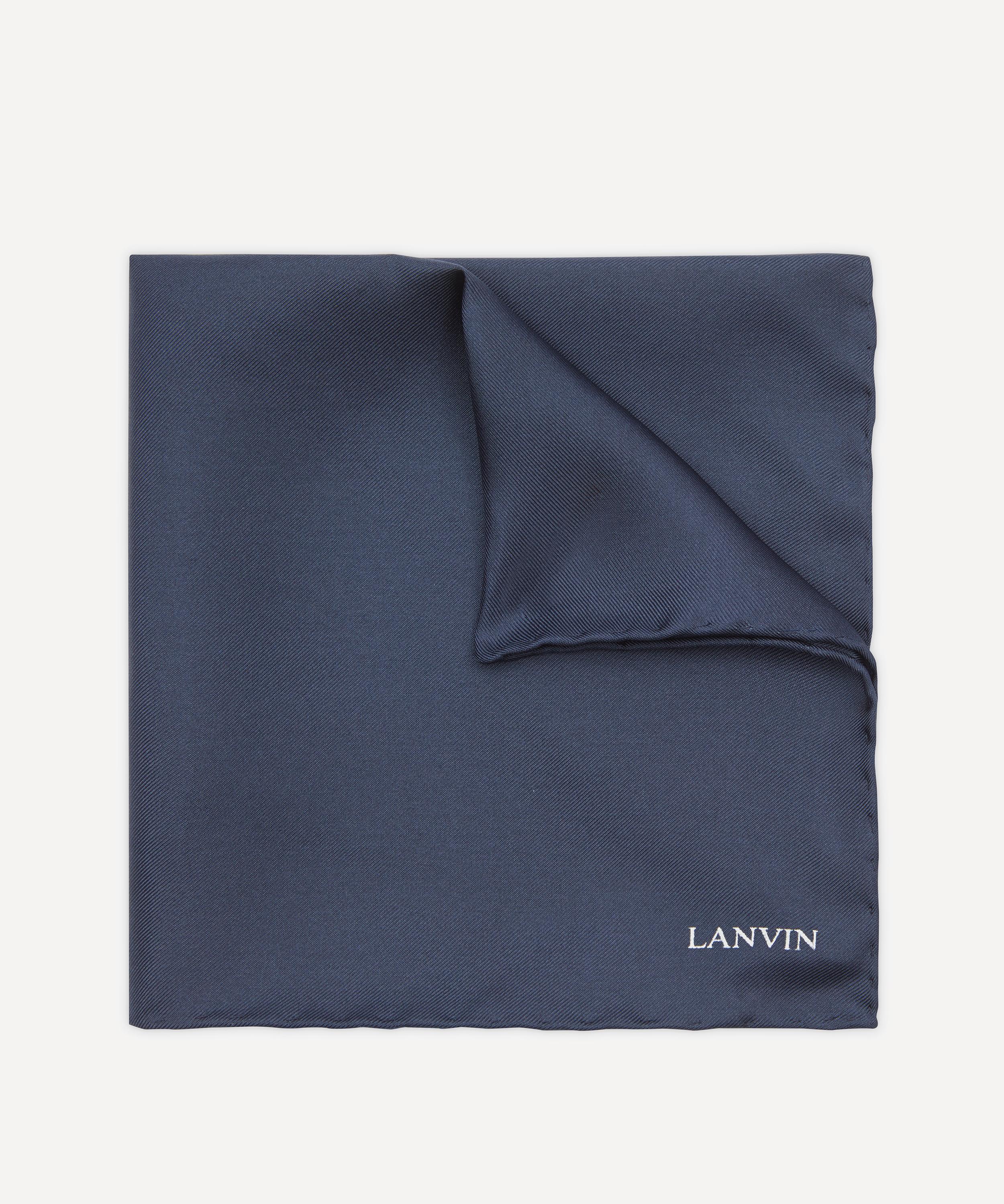 Lanvin Plain Silk Logo Pocket Square
