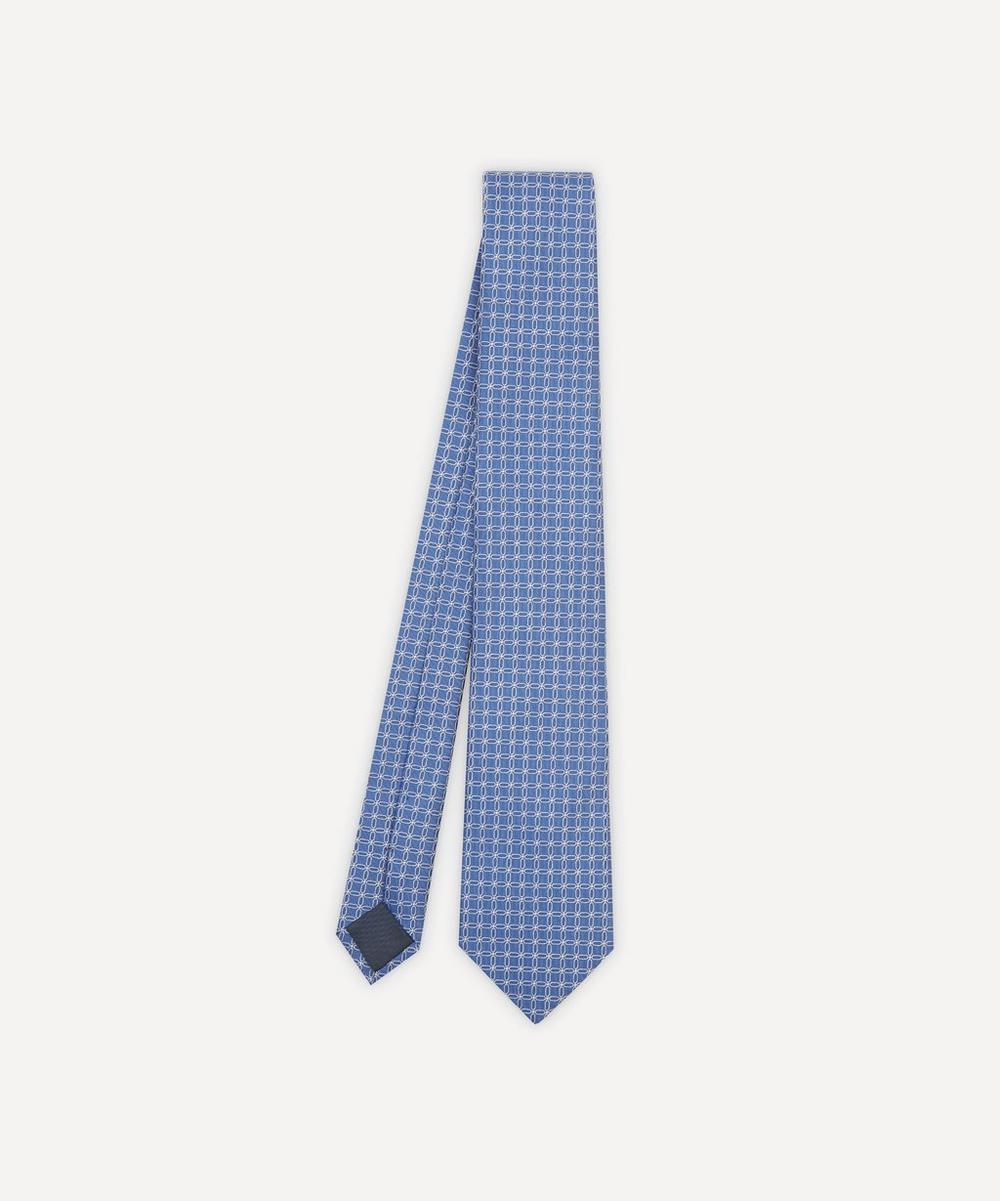 Lanvin Geometric Silk Tie In Blue