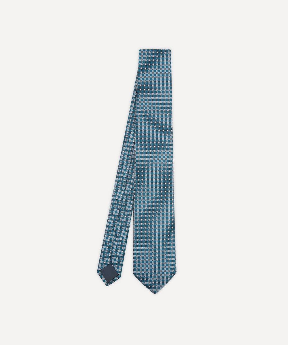 Lanvin Geometric Silk Tie In Turquoise
