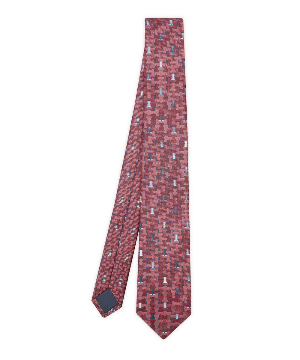 Lanvin Geometric Silk Tie In Red