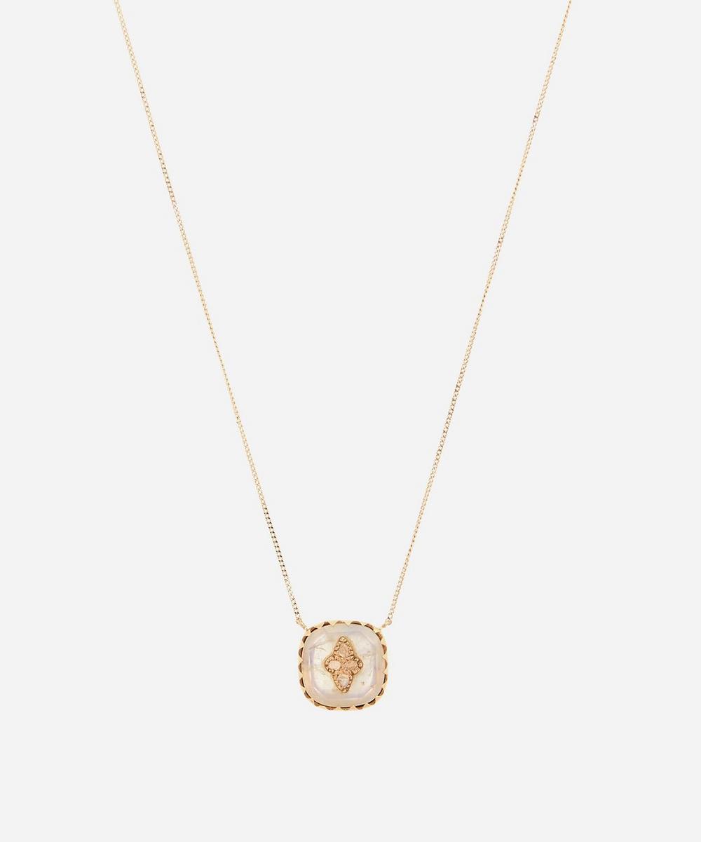 Pascale Monvoisin Rose Gold Pierrot N'2 Diamond And Moonstone Pendant Necklace
