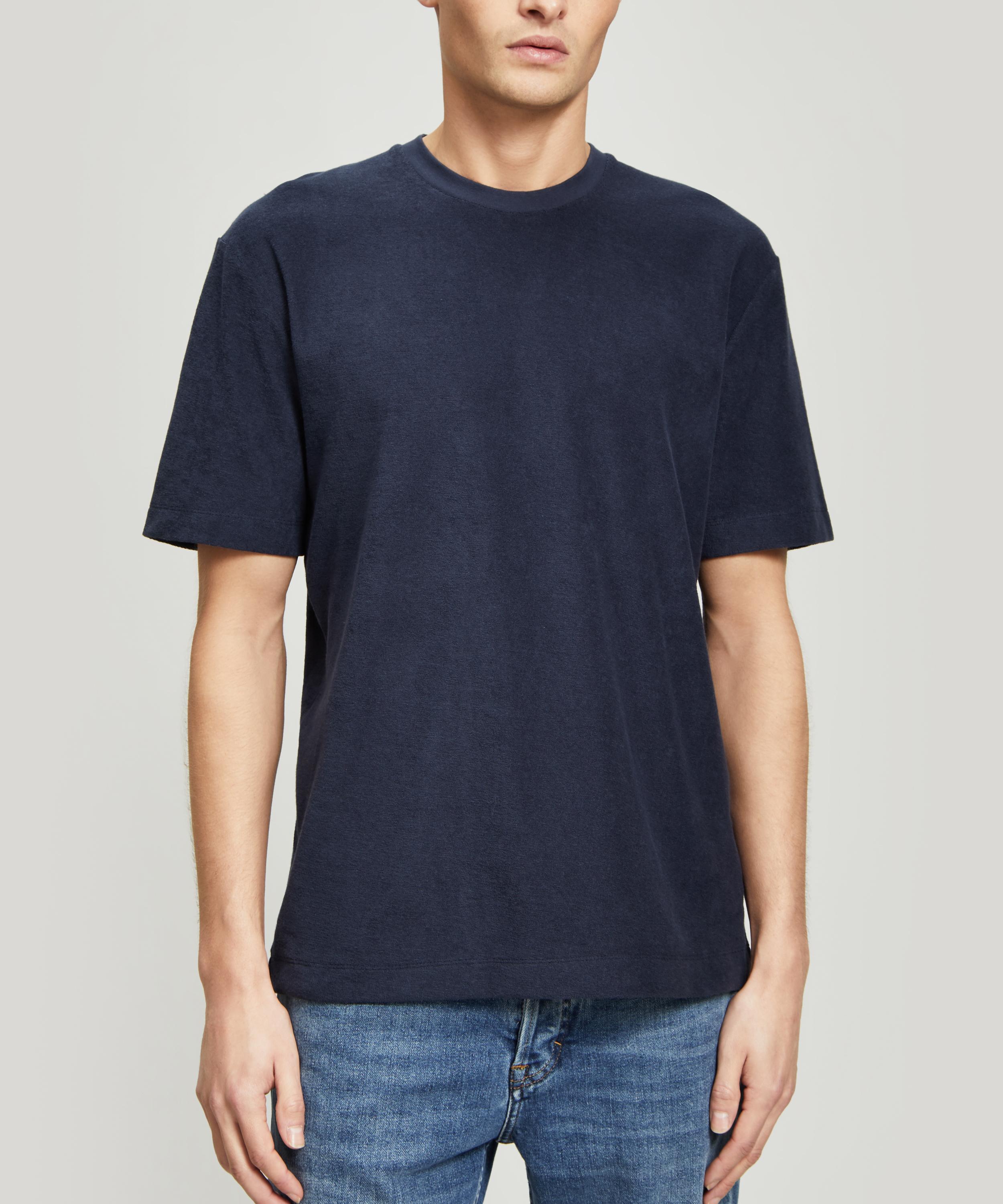 Sunspel Short Sleeve Mock Turtle T-shirt In Navy