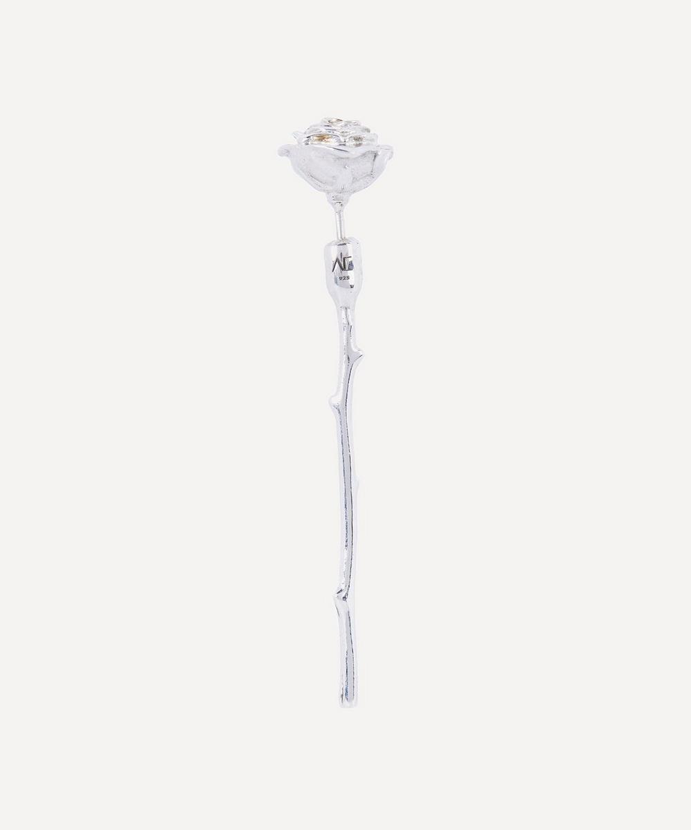 Alan Crocetti Rhodium-plated Silver Rose Earring