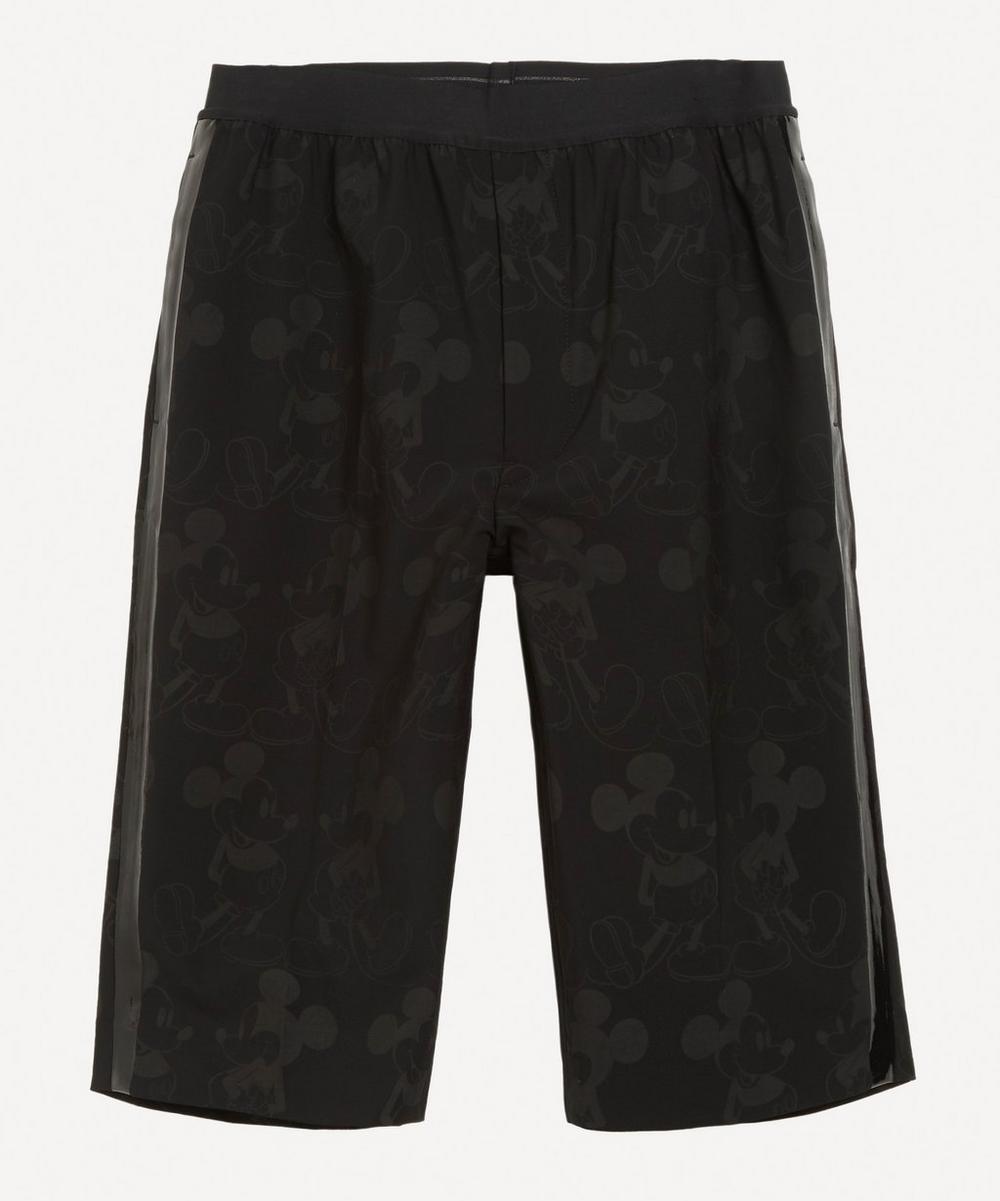 The Soloist Mickey Mouse Print Side Tape Shorts In Black