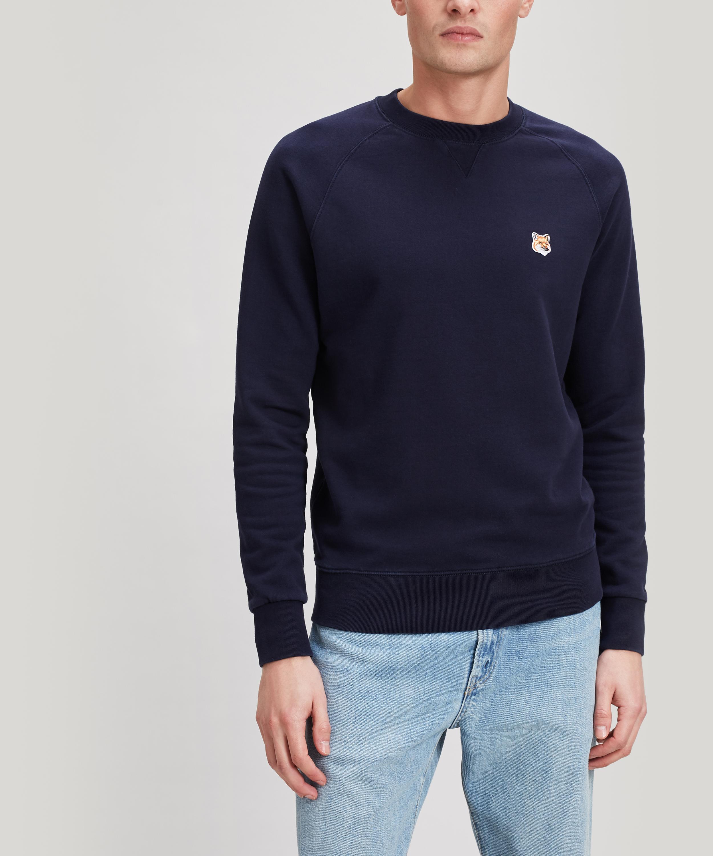 Maison Kitsuné Fox Head Patch Cotton Sweater In Navy