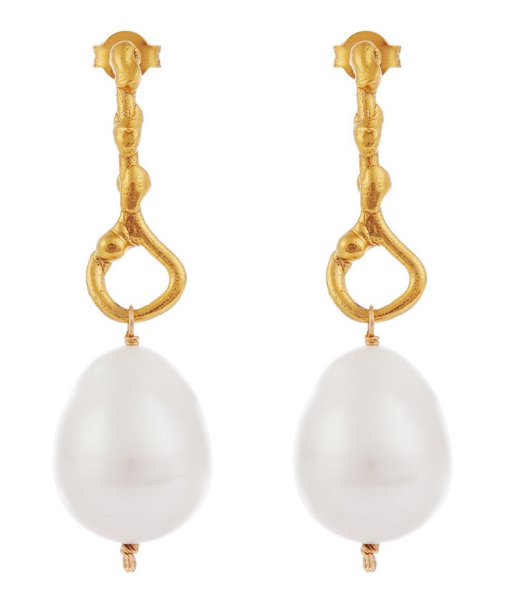 ALIGHIERI GOLD-PLATED THE OLIVE BAROQUE PEARL DROP EARRINGS,5059419195918