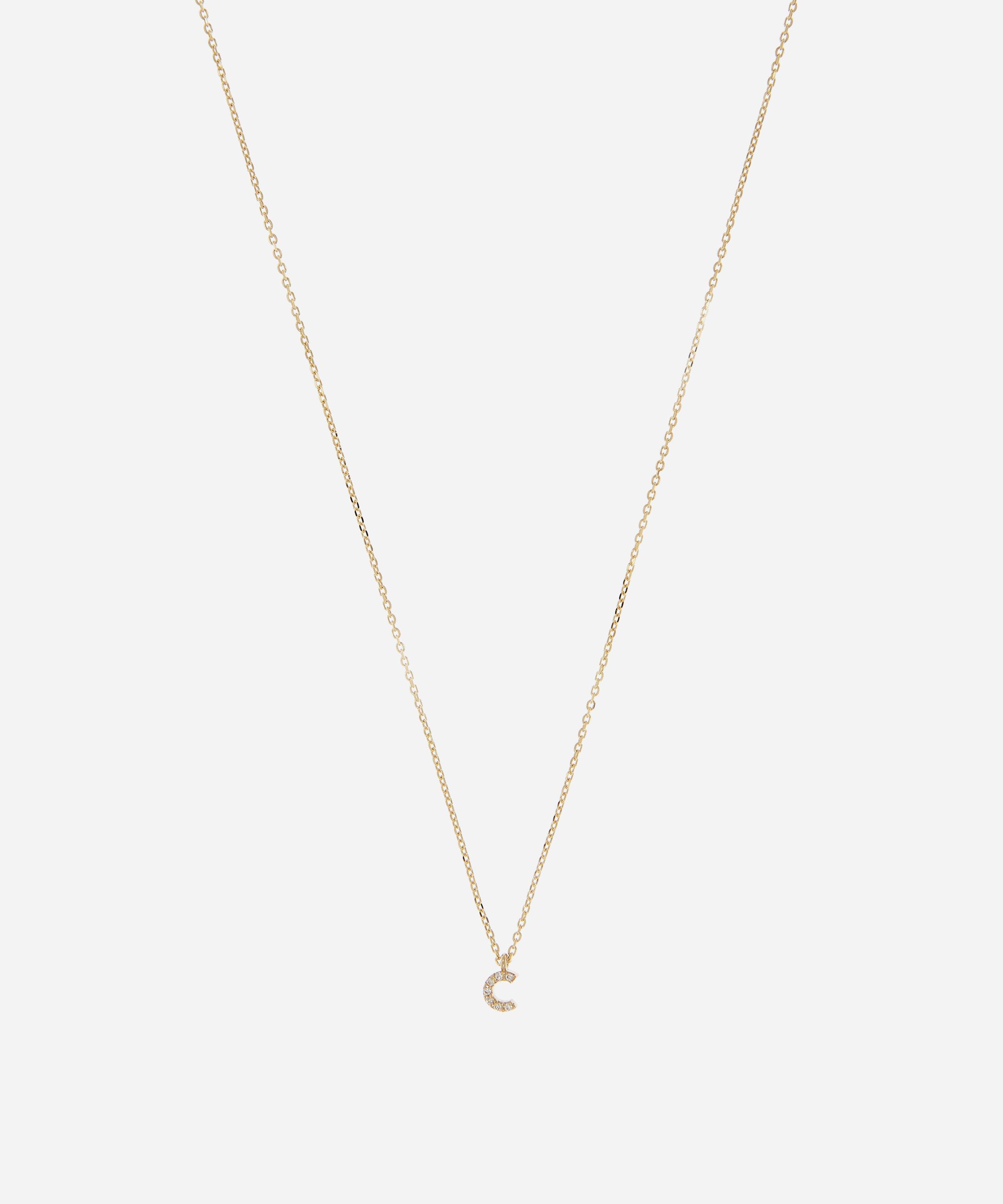 Shop Aurum + Grey 9ct Gold C Diamond Initial Pendant Necklace