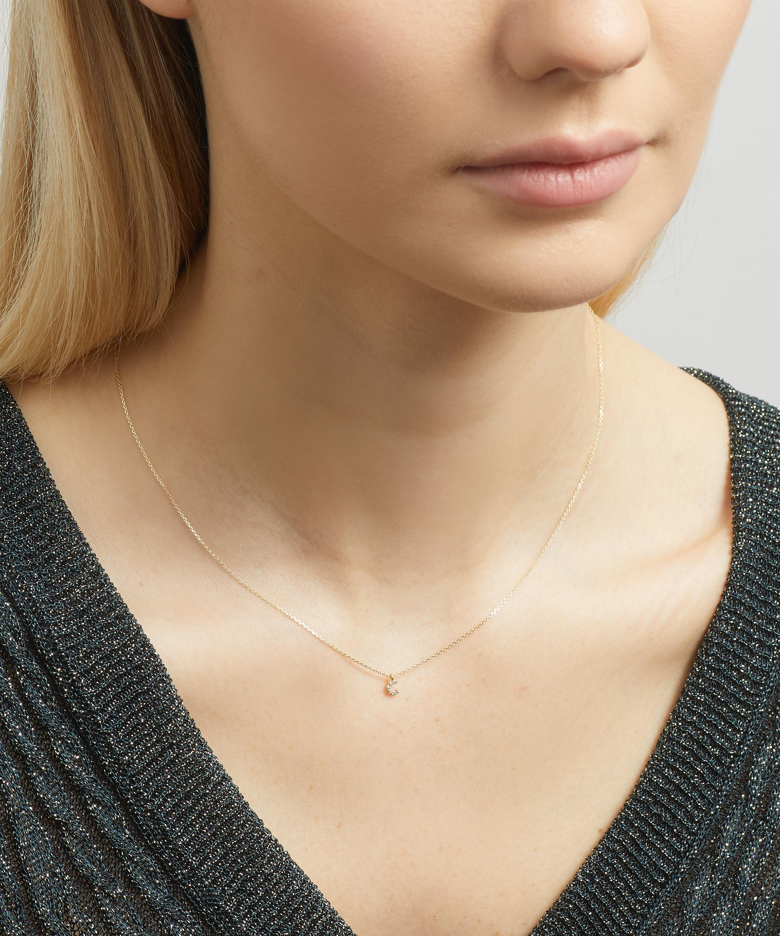 Shop Aurum + Grey 9ct Gold C Diamond Initial Pendant Necklace
