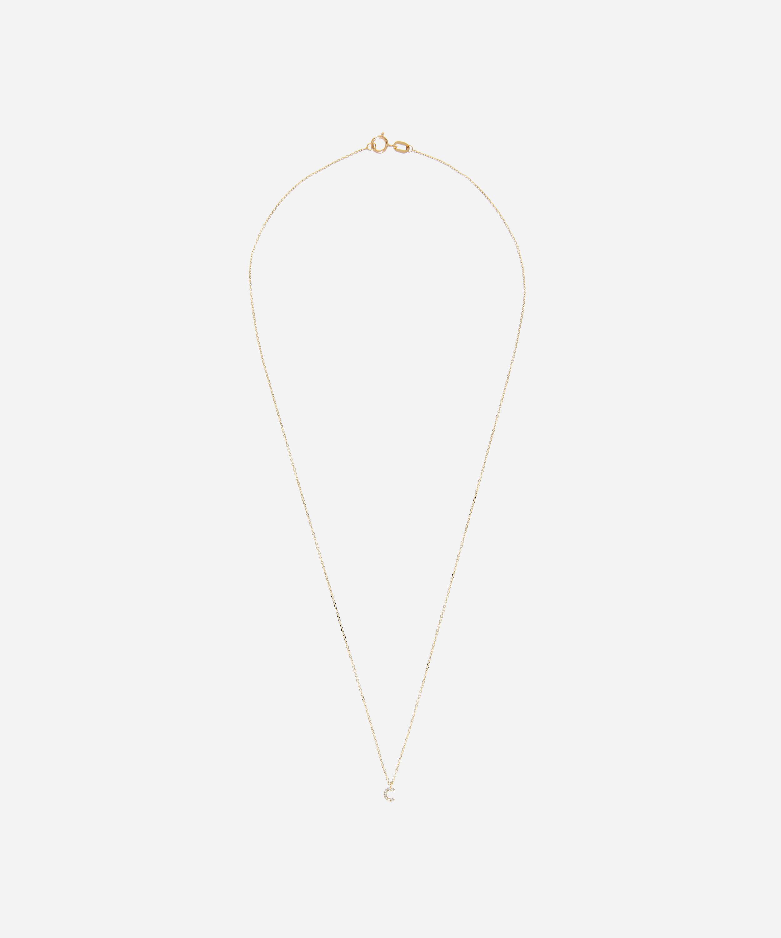 Shop Aurum + Grey 9ct Gold C Diamond Initial Pendant Necklace