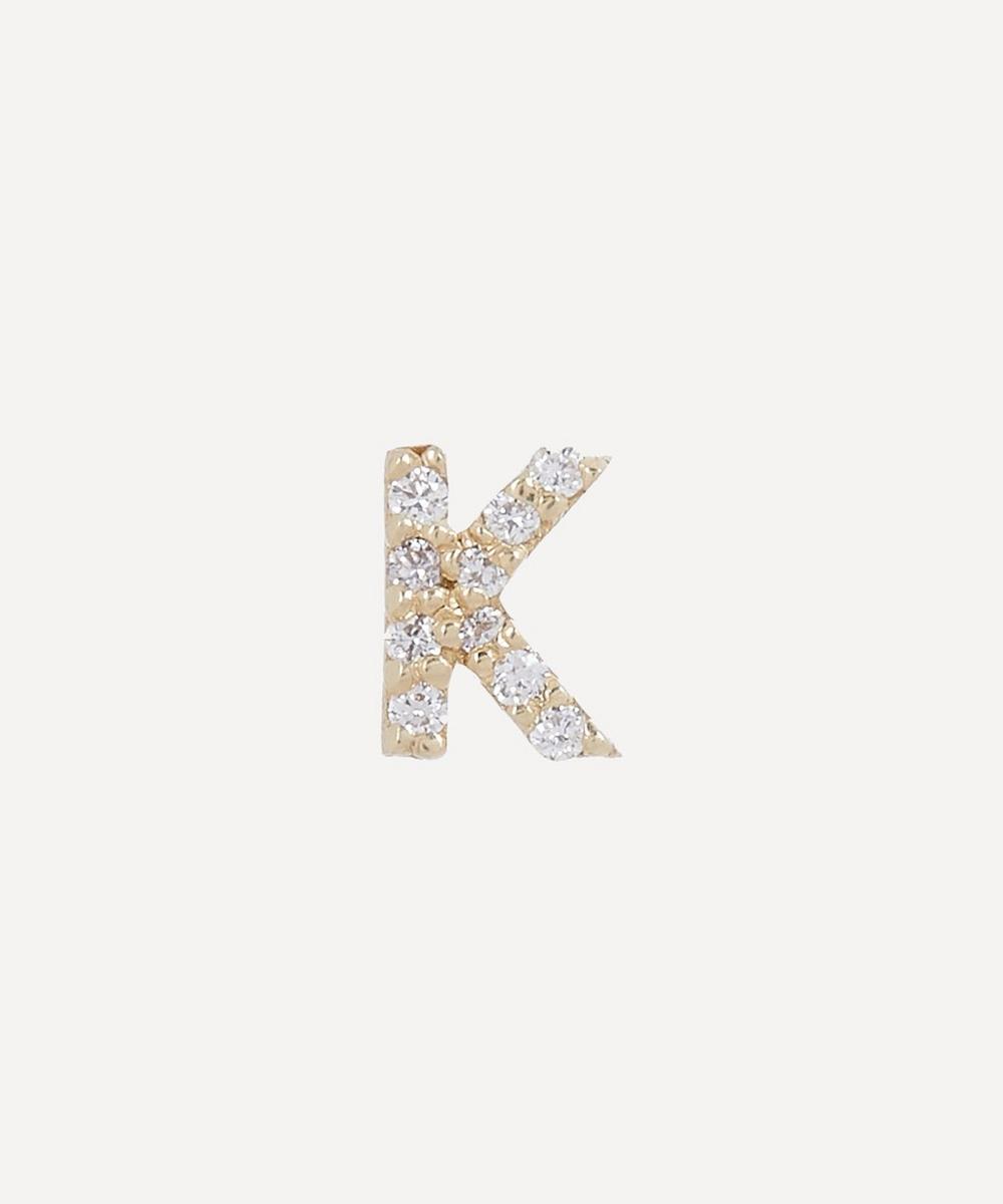 AURUM + GREY - 9ct Gold K Diamond Initial Stud Earring