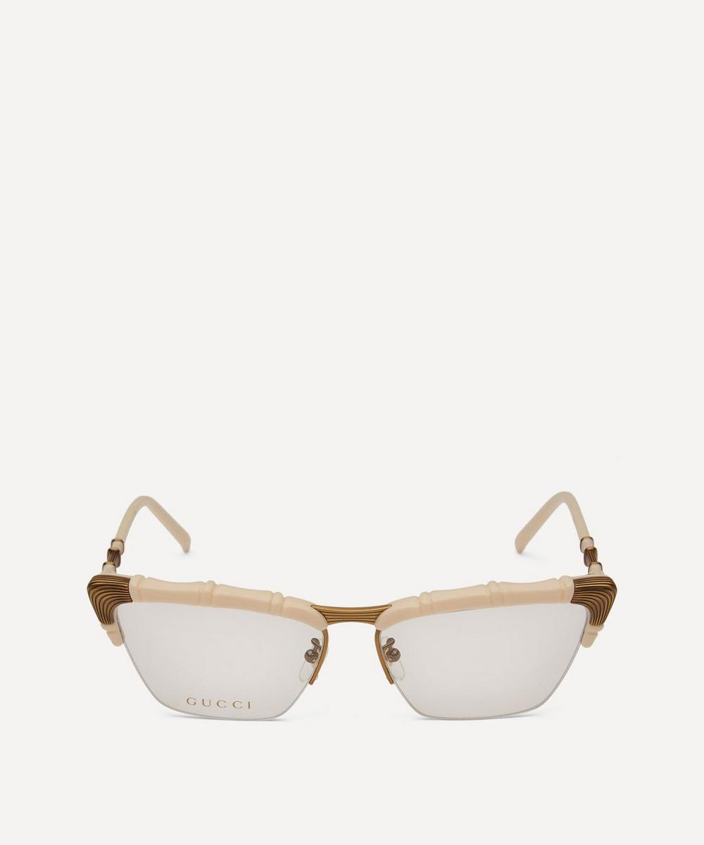 Gucci Bamboo-effect Cat-eye Acetate Glasses In Cream