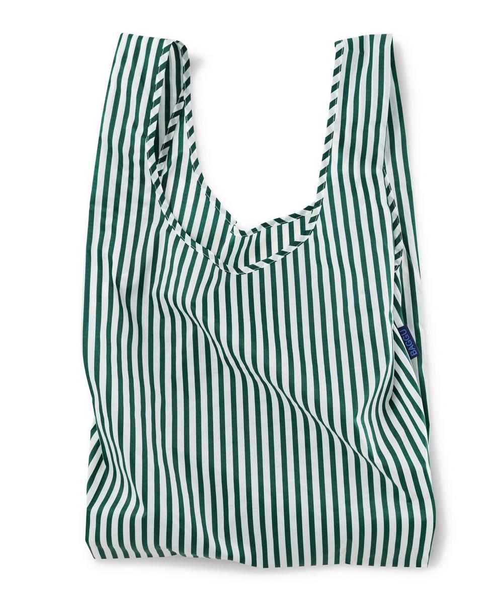Baggu Standard  Reusable Nylon Shopping Bag In Hunter Green Stripe