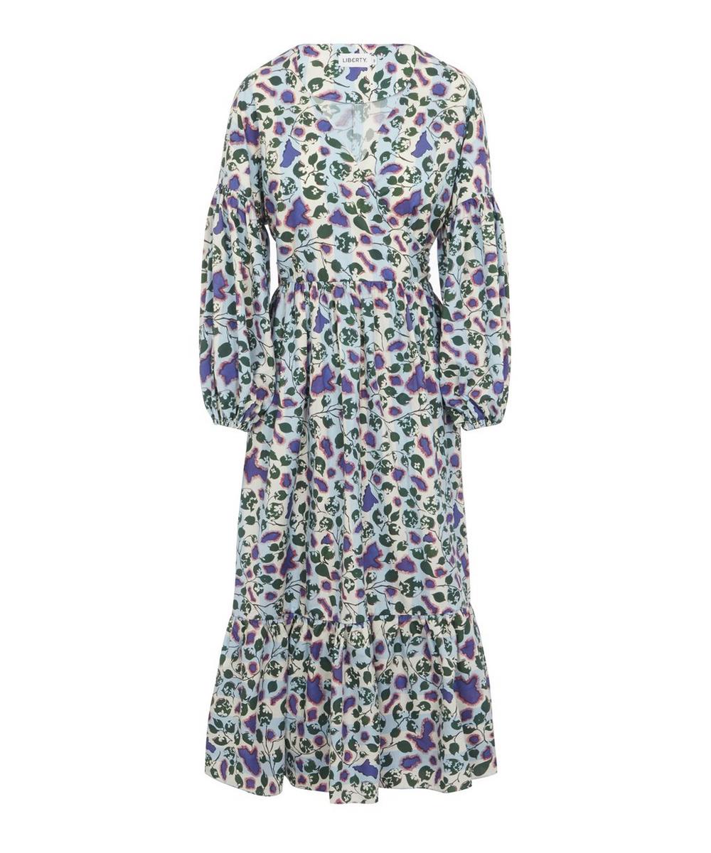 Liberty London Dorothea Woven Jacquard Wrap Dress In Blue