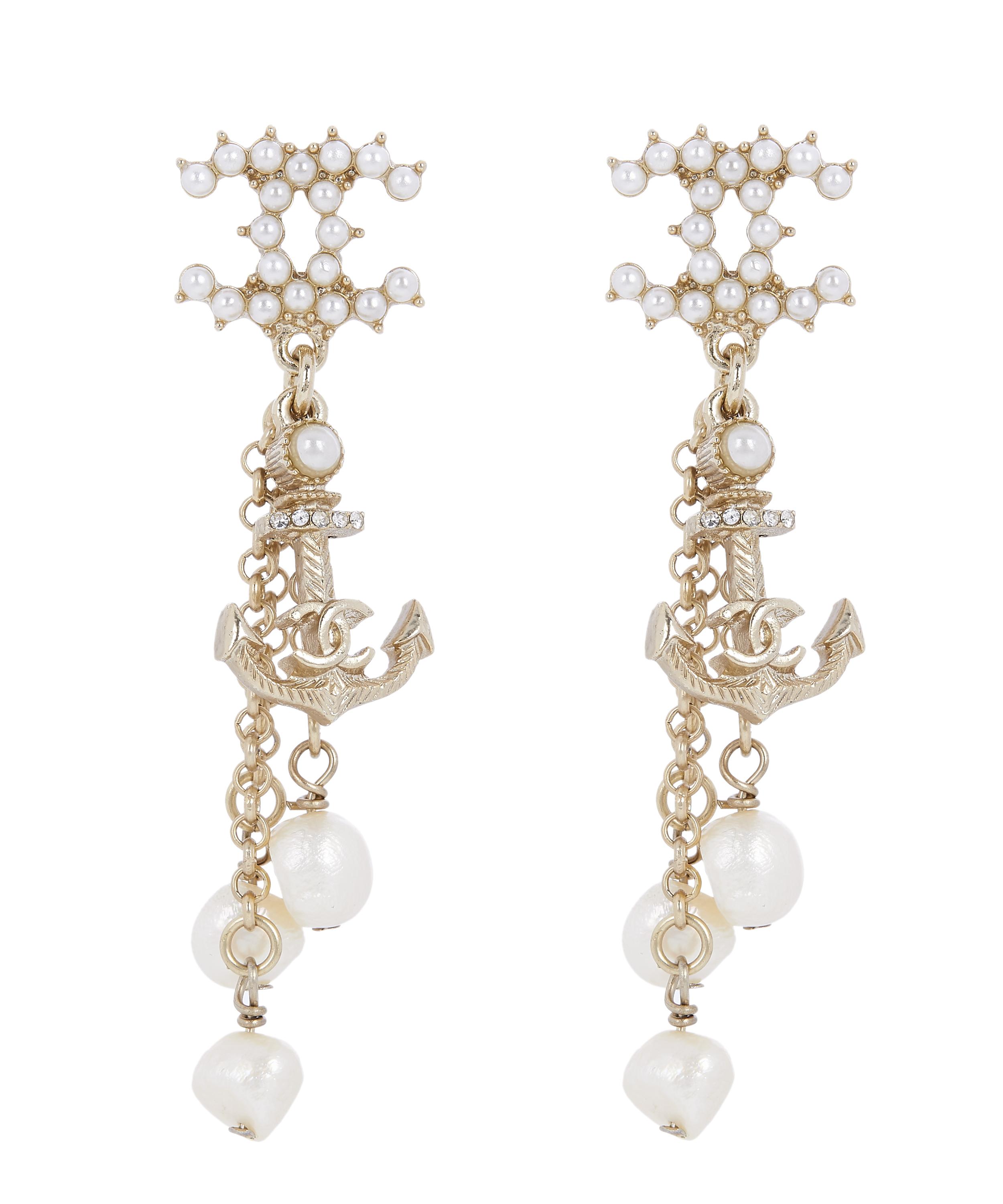 Turn Of The Century Chanel Gilt Faux Pearl Drop Earrings Liberty