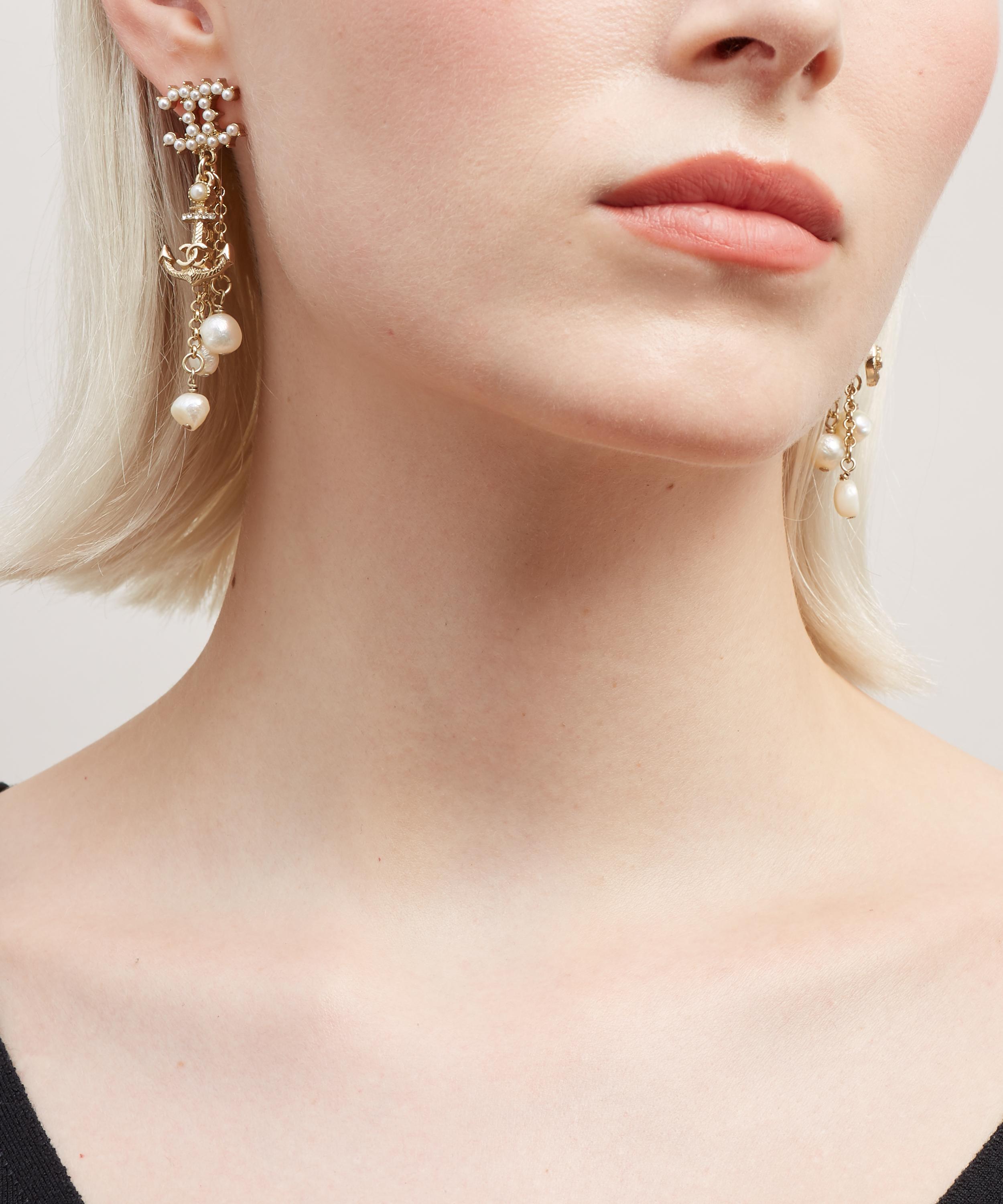 Turn Of The Century Chanel Gilt Faux Pearl Drop Earrings Liberty