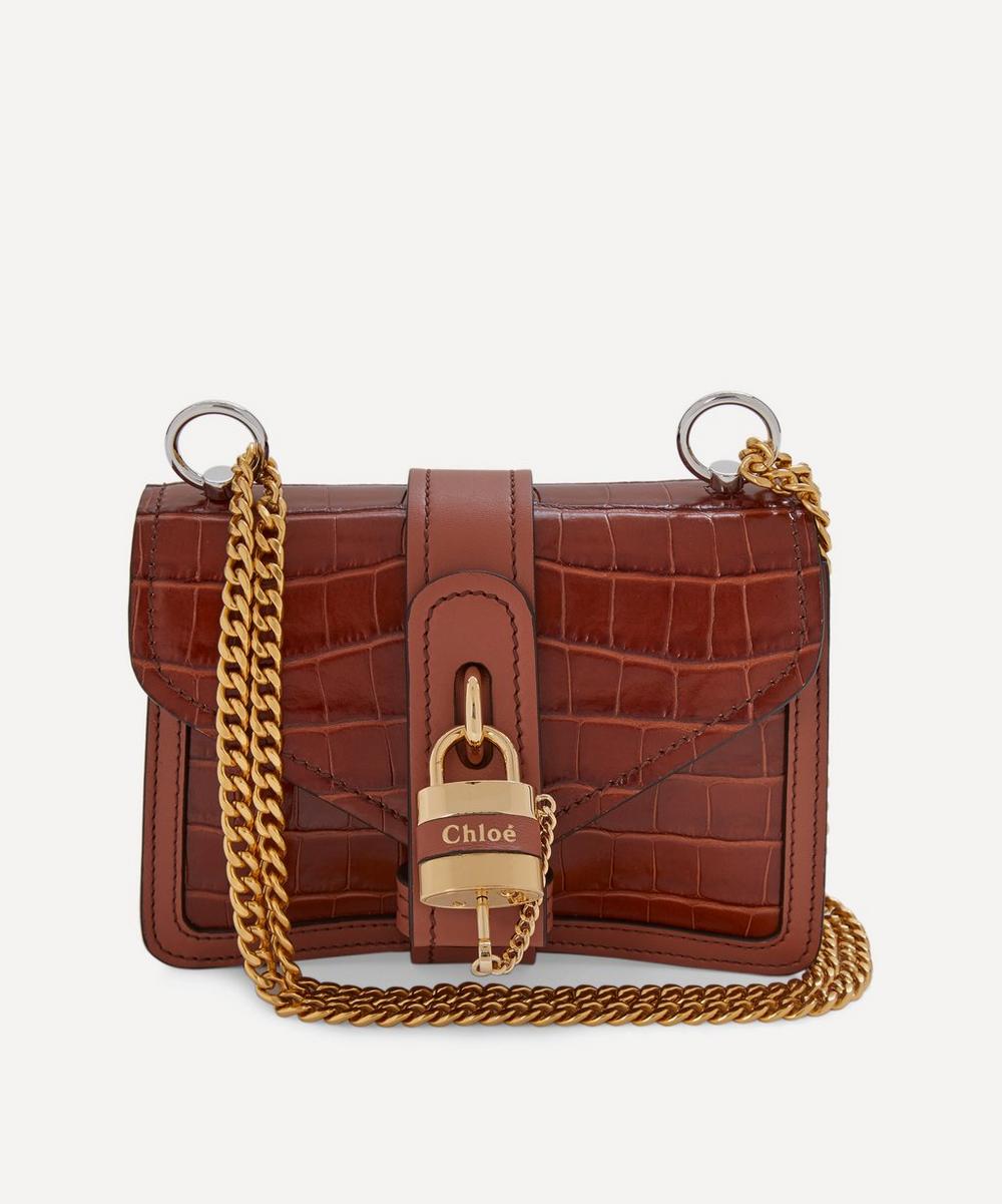 Chloé Aby Chain Mini Leather Shoulder Bag In Chestnut Brown