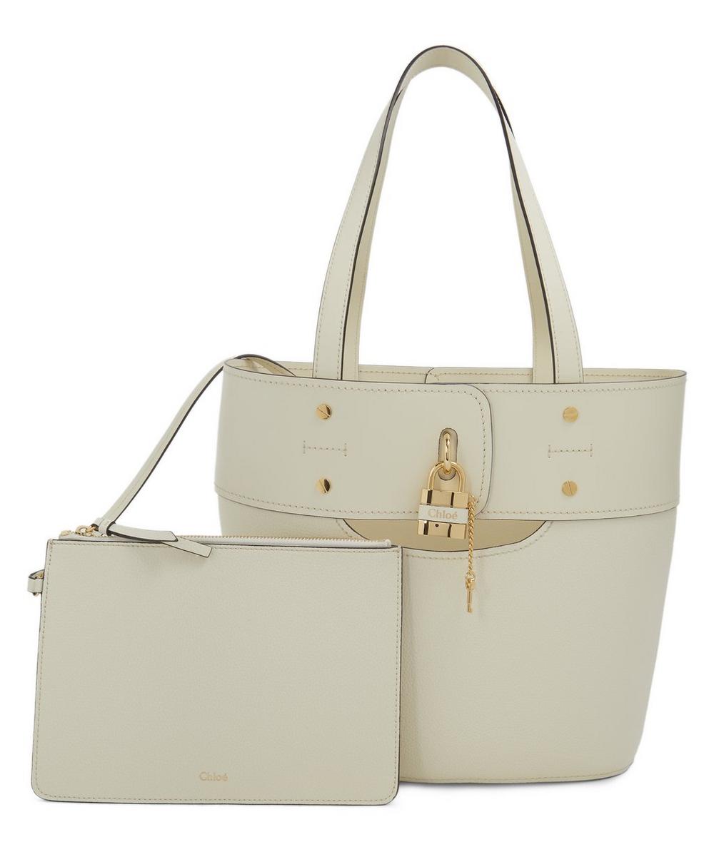 Chloé Aby Leather Tote Bag In Natural White