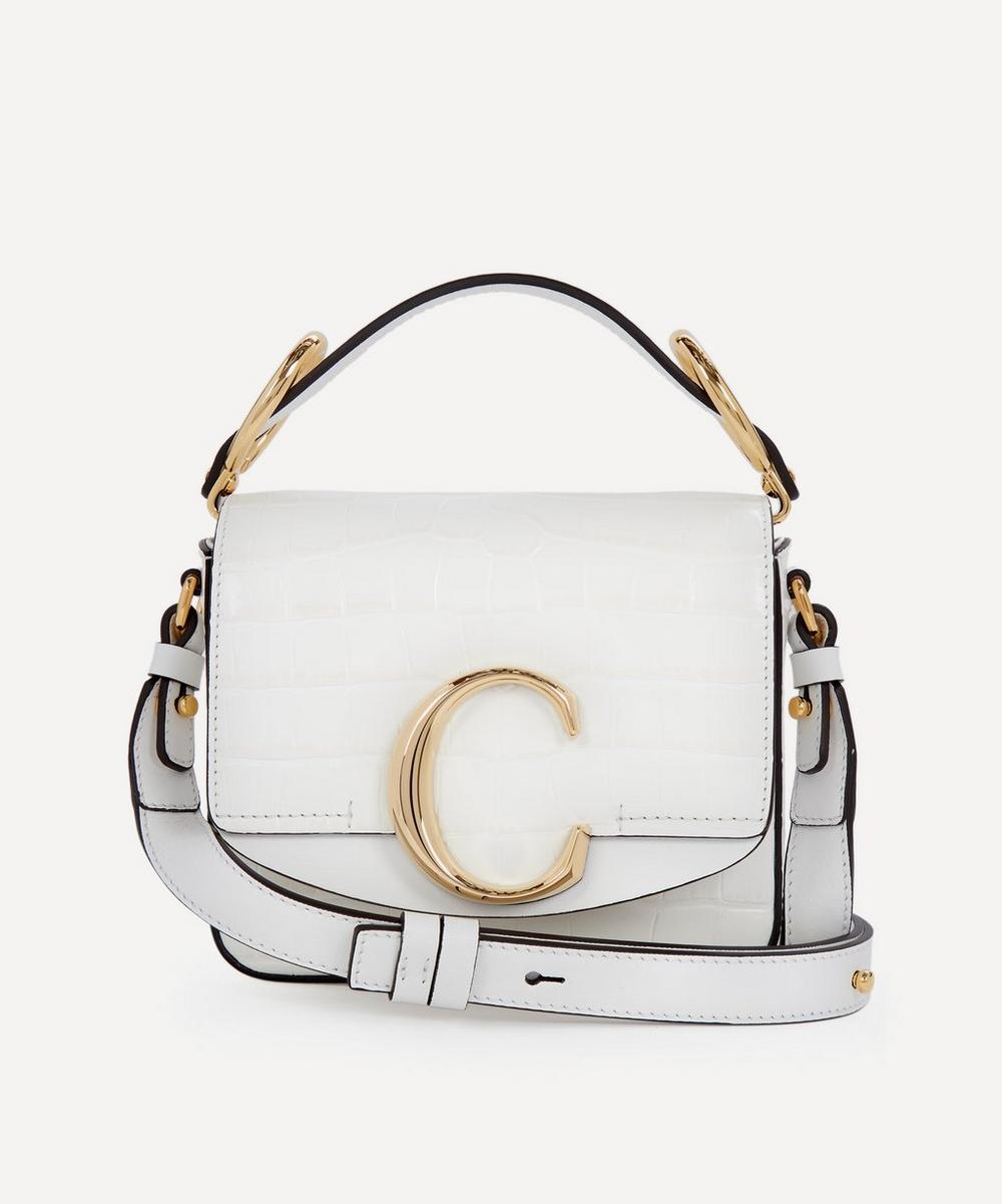 Chloé Chloe C Mini Leather Handbag In Brilliant White