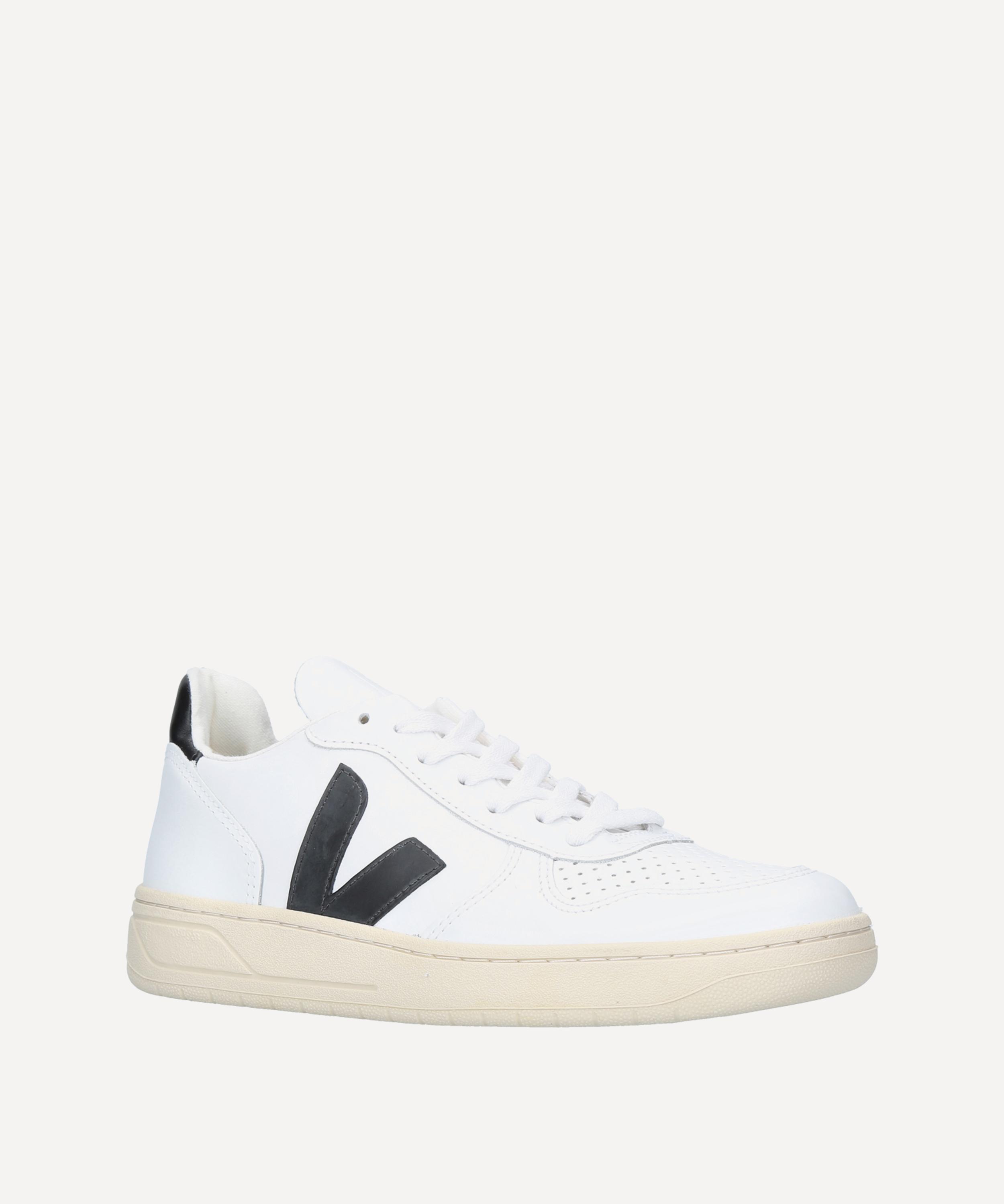 Shop Veja Women's V-10 Leather Sneakers In White