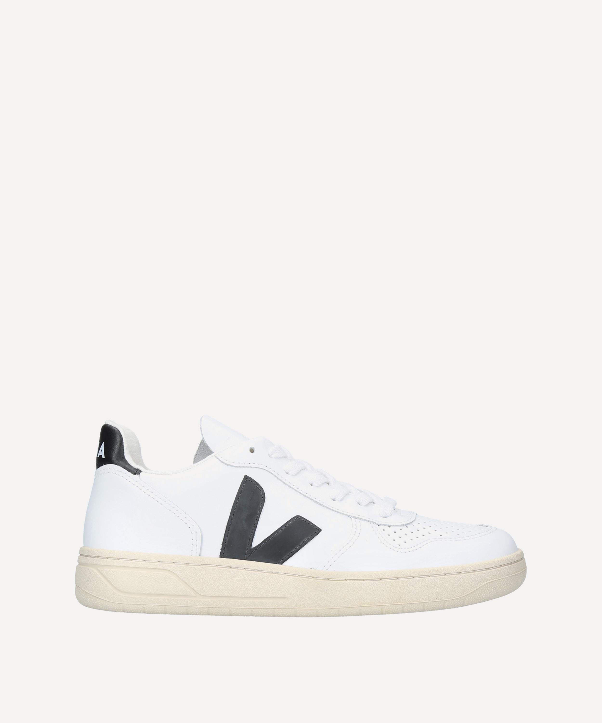 Shop Veja Women's V-10 Leather Sneakers In White