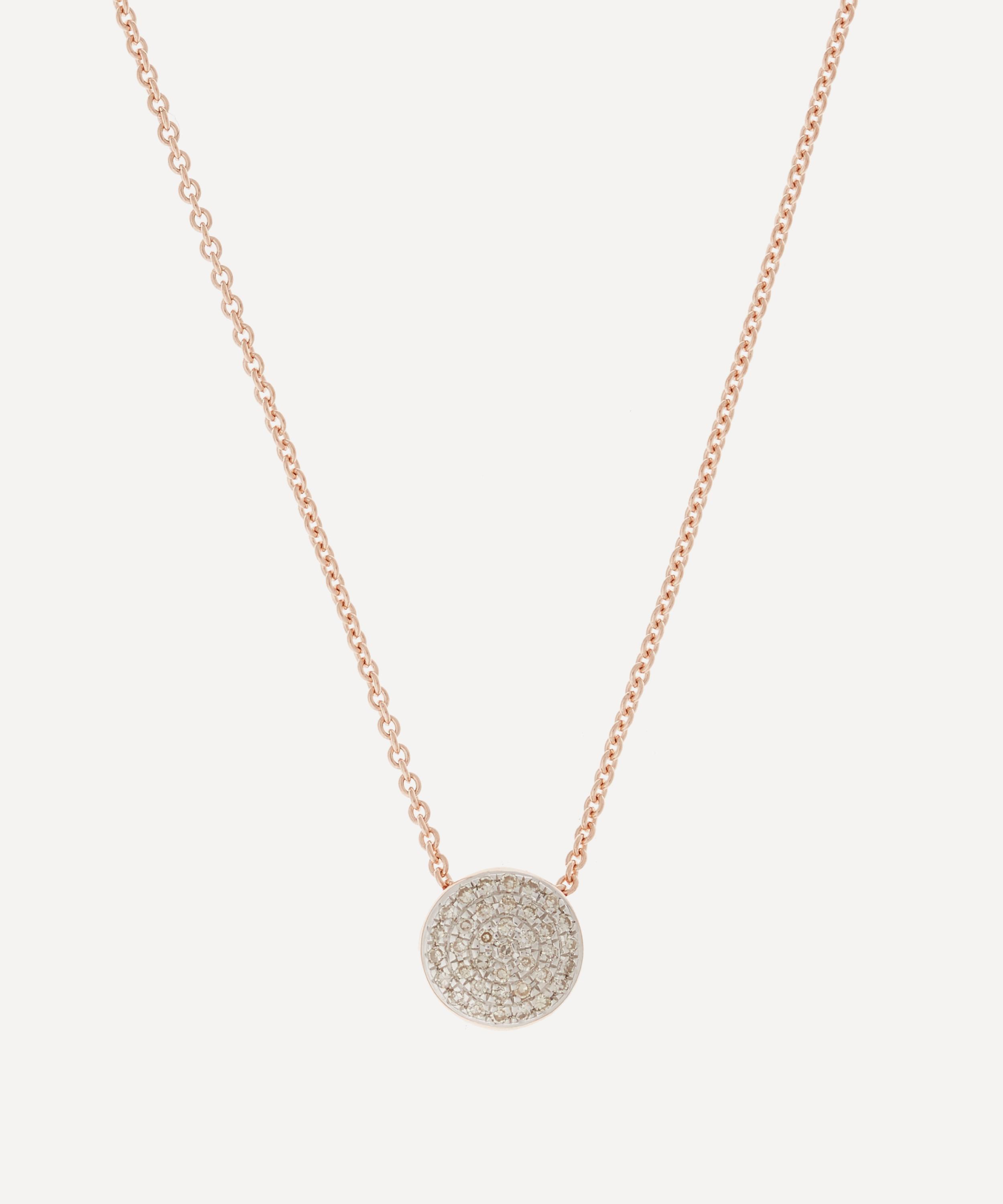 Monica Vinader Ava Diamond Button Pendant Necklace In Rose