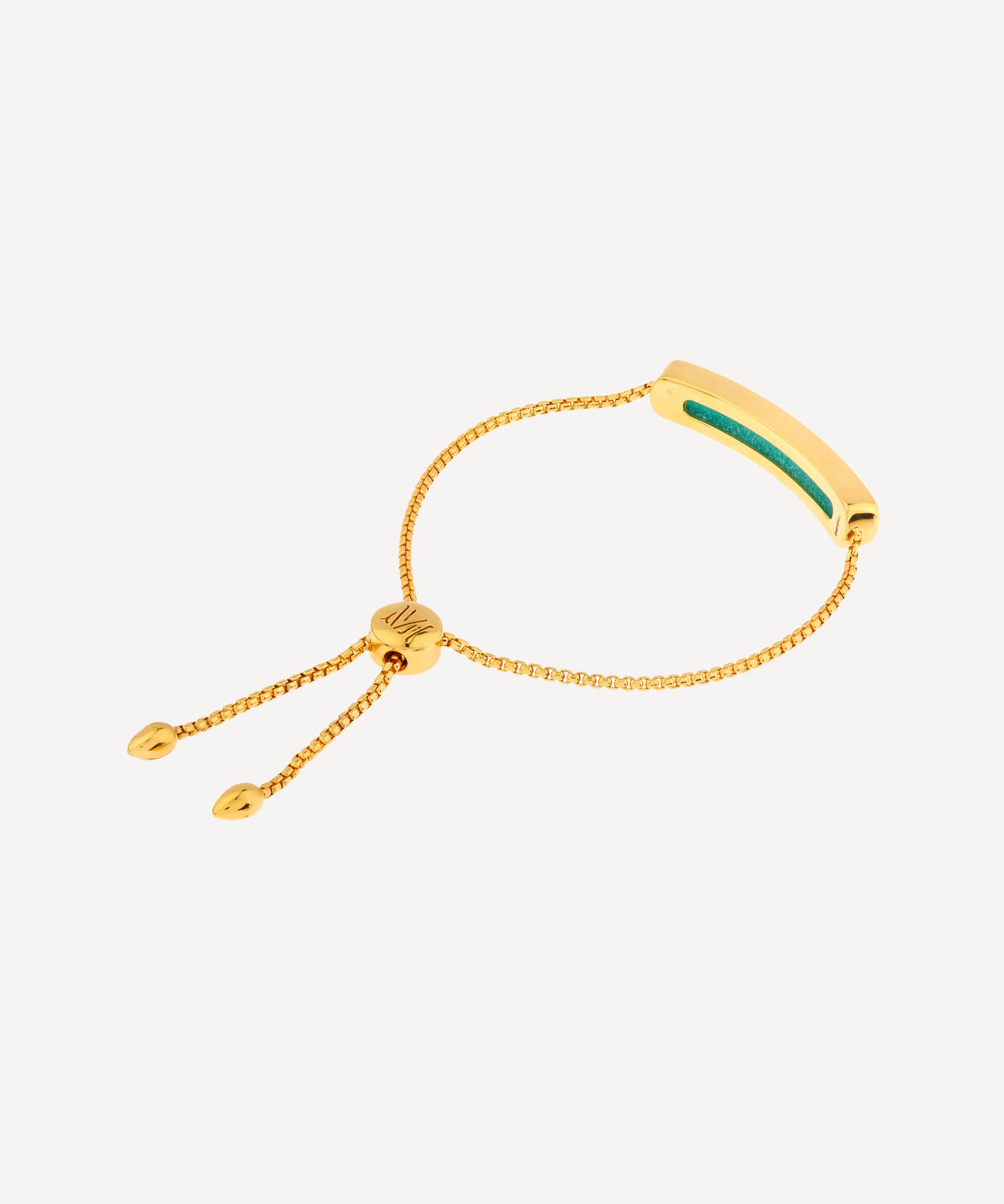 Monica Vinader Gold Plated Vermeil Silver Baja Green Onyx Chain Bracelet In Gold