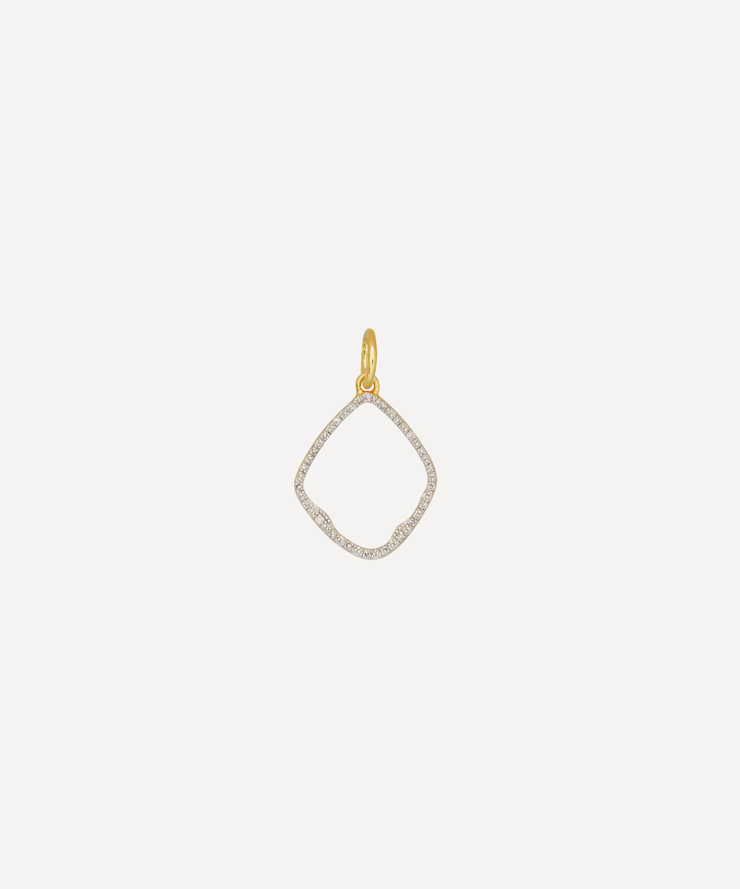 Monica Vinader Gold Plated Vermeil Silver Riva Diamond Hoop Pendant Charm In Gold