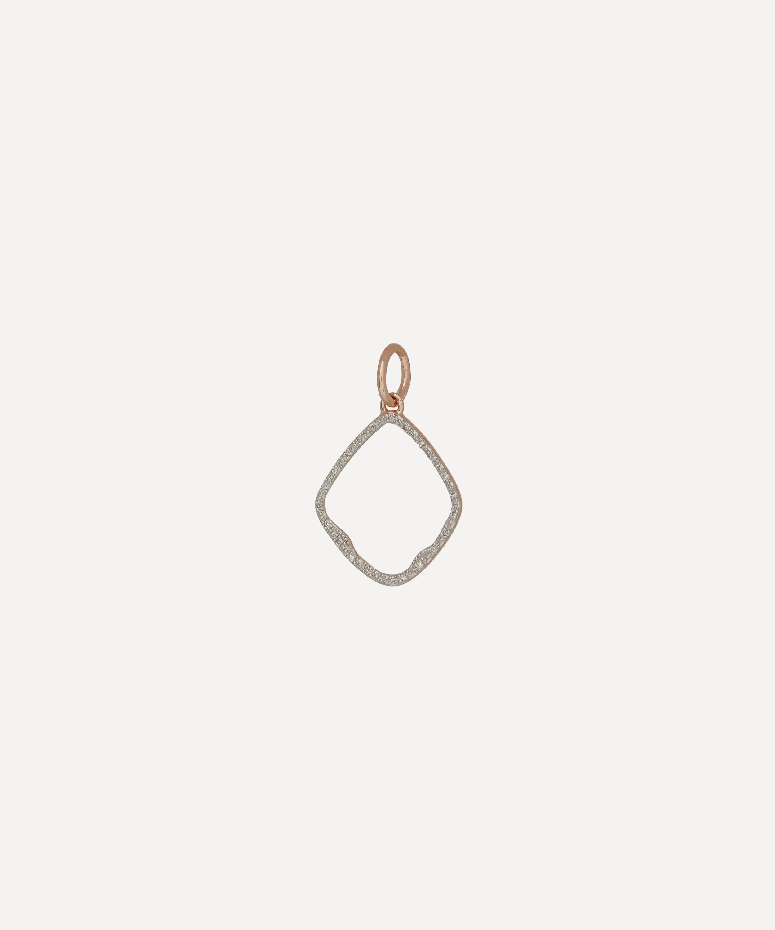 Monica Vinader Rose Gold Plated Vermeil Silver Riva Diamond Hoop Pendant Charm In Rose