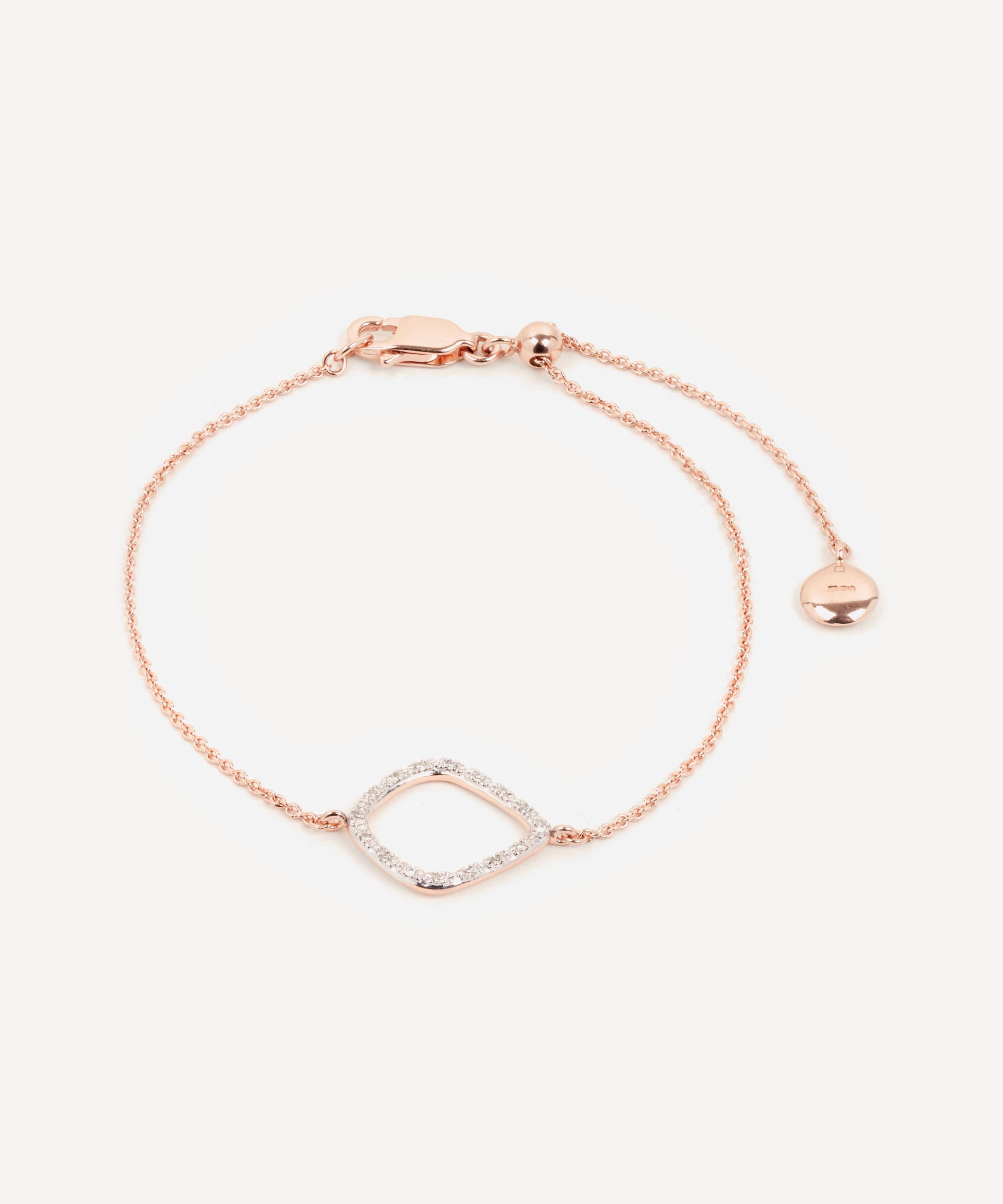 Monica Vinader Rose Gold Plated Vermeil Silver Riva Diamond Kite Chain Bracelet Luxury Christmas Gift / Present